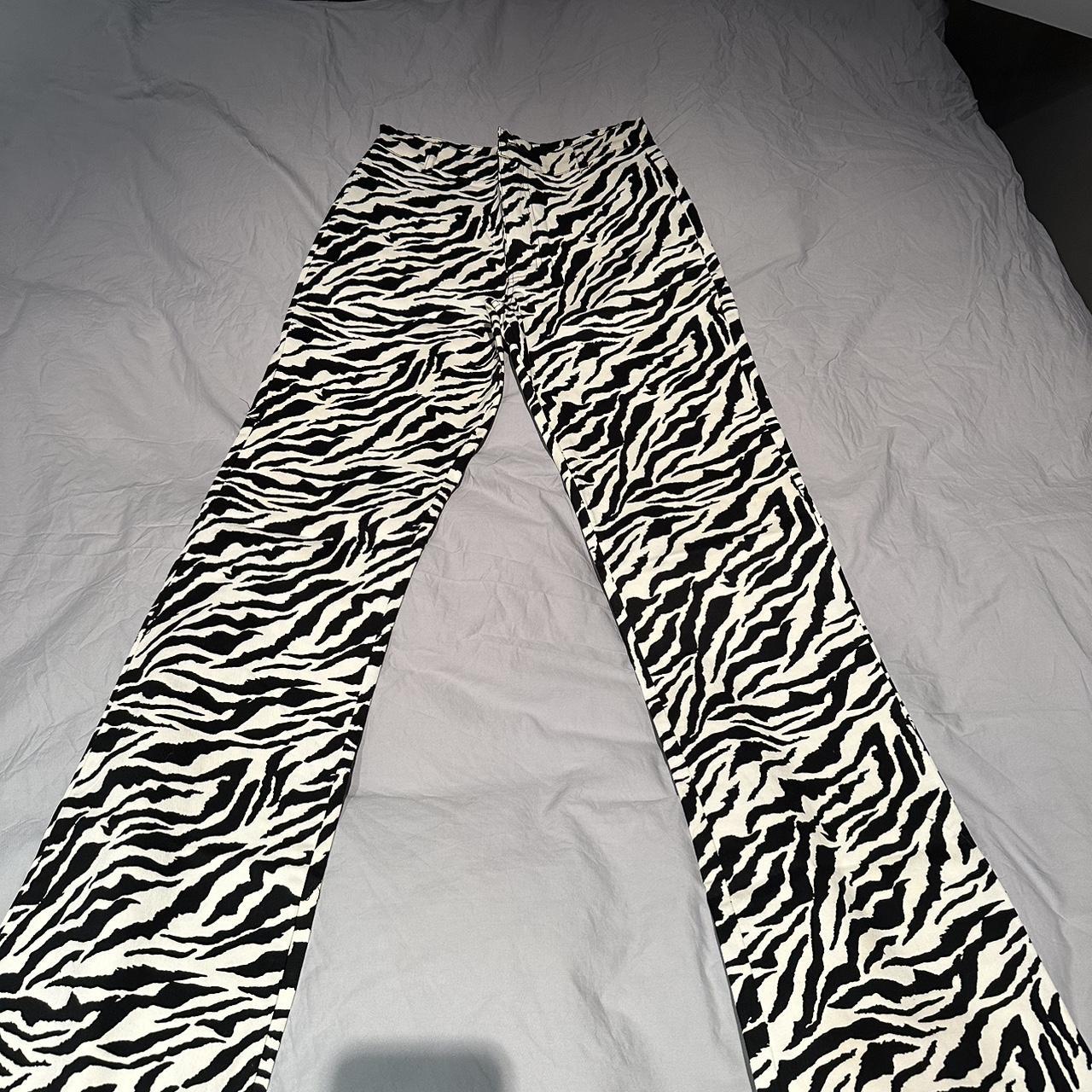super cute zebra print motel rocks jeans! only worn... Depop