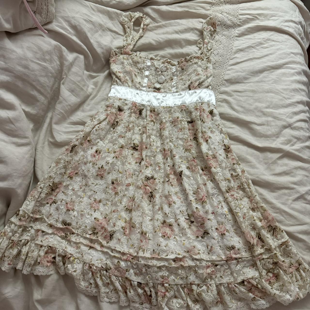 mori kei flora print liz lisa baby doll dress one... - Depop