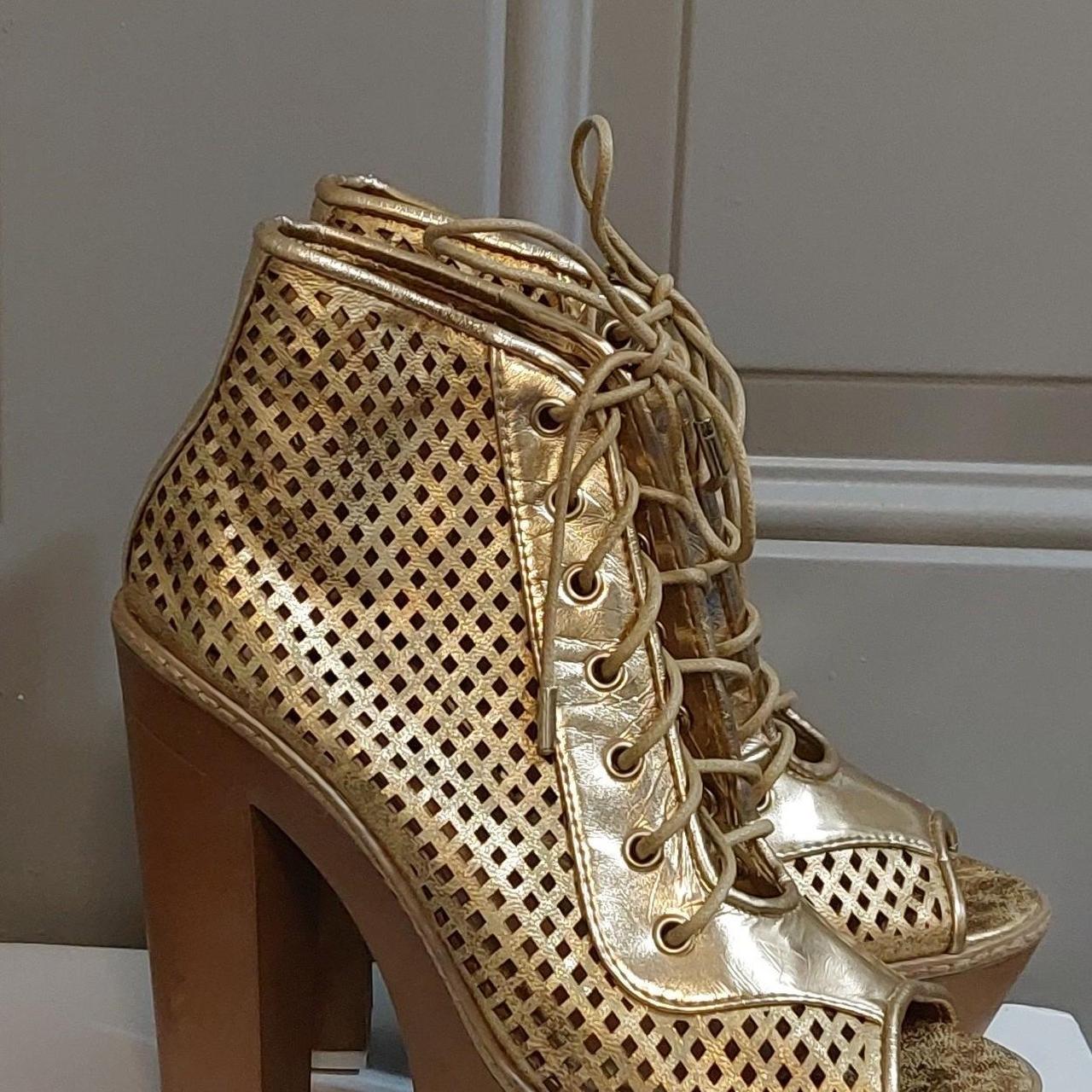 Gold peep clearance toe booties