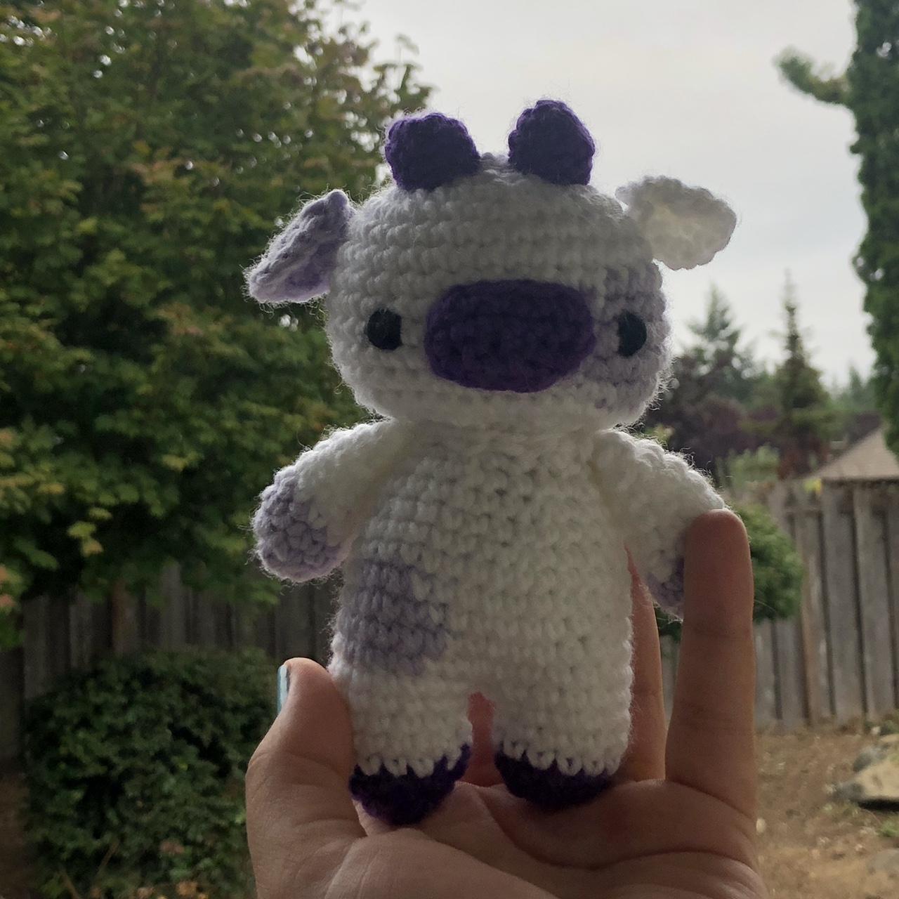 Crochet lavendar cow made with acrylic yarn - Depop