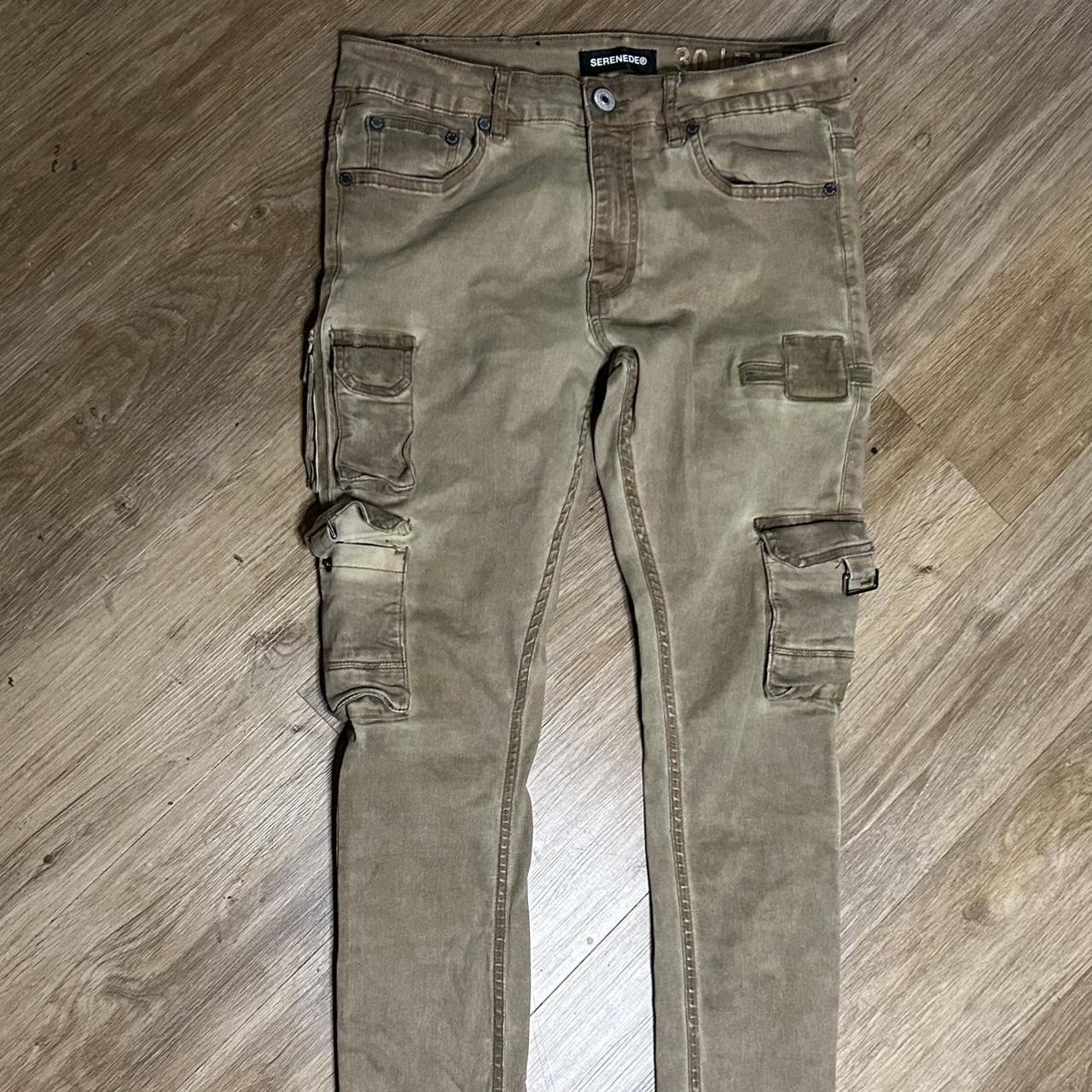 khaki cargo serenade jeans skinny fit size 30 - Depop