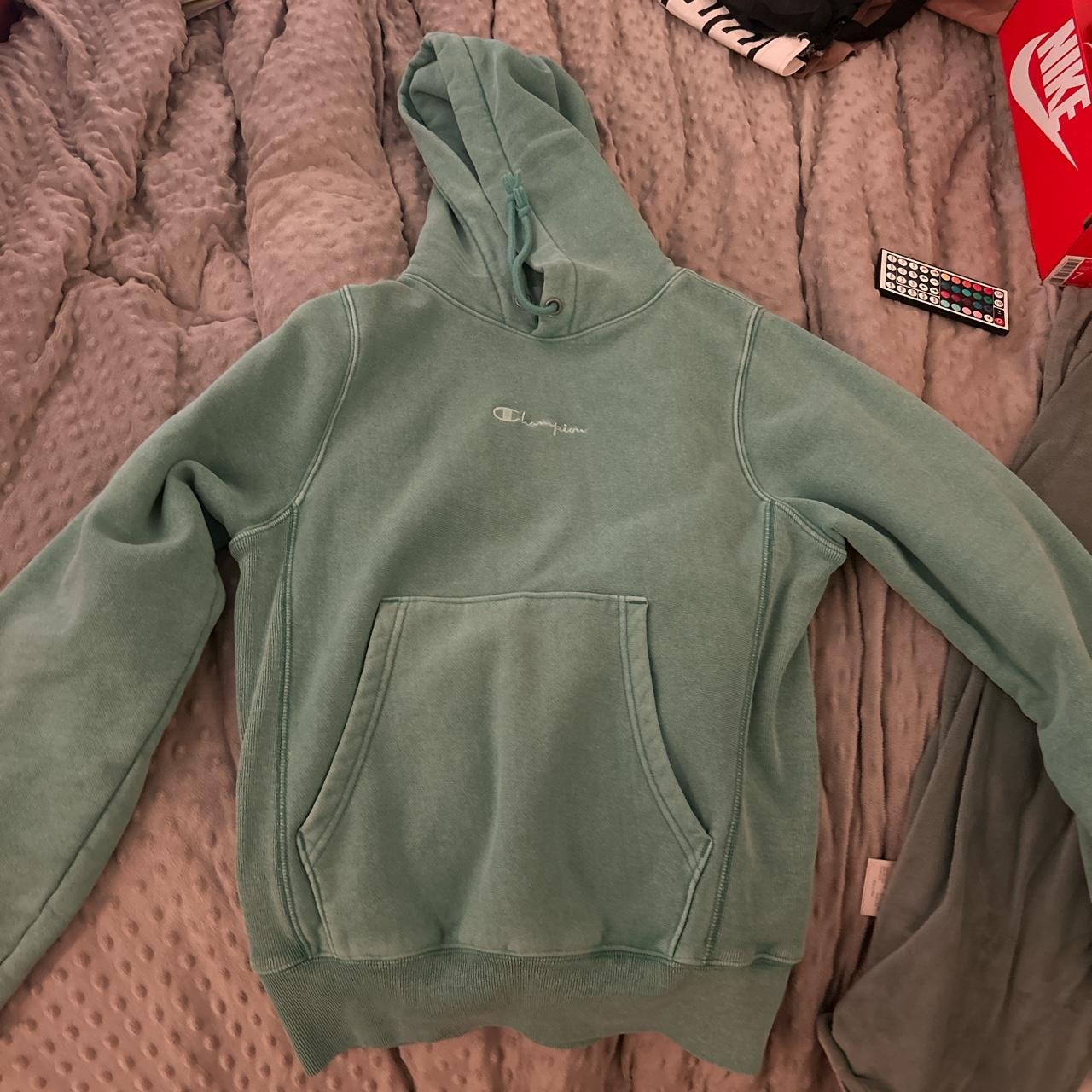 size s green champion hoodie (never worn & came... - Depop