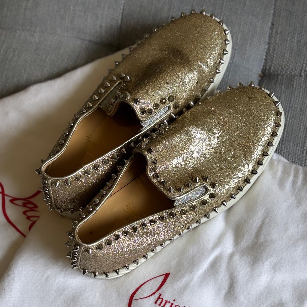 Christian Louboutin Gold Glitter Pik Boat. Size 37.... - Depop