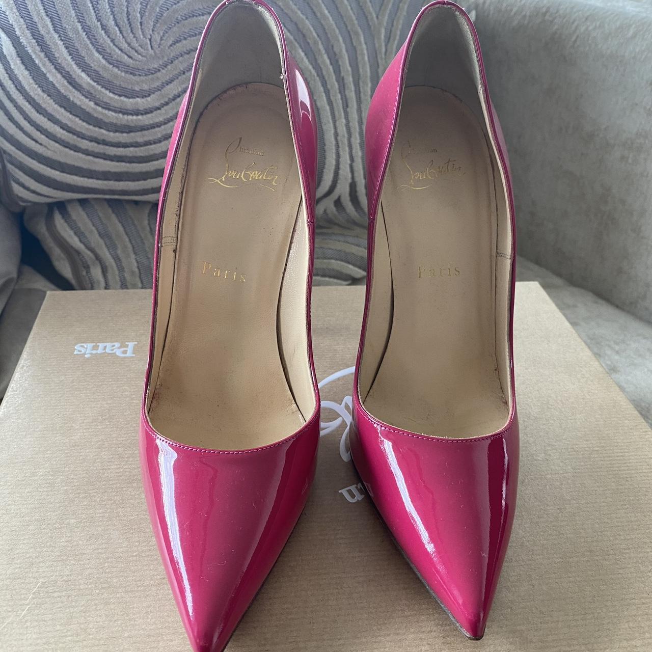 Pink red bottom heels best sale