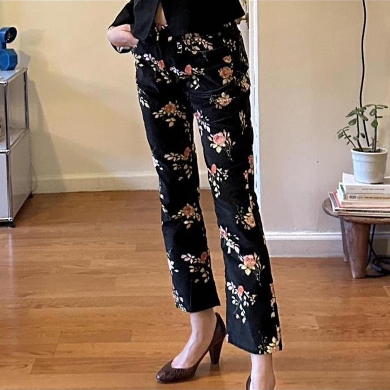 R13 crushed velvet floral printed pants sz 26 Very Depop