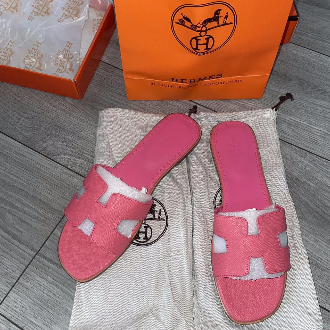 Hermes Oran Pink Sandals Pink New With Box And Dust... - Depop