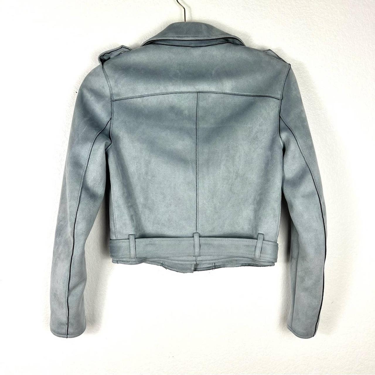 Light blue faux suede biker cheap jacket