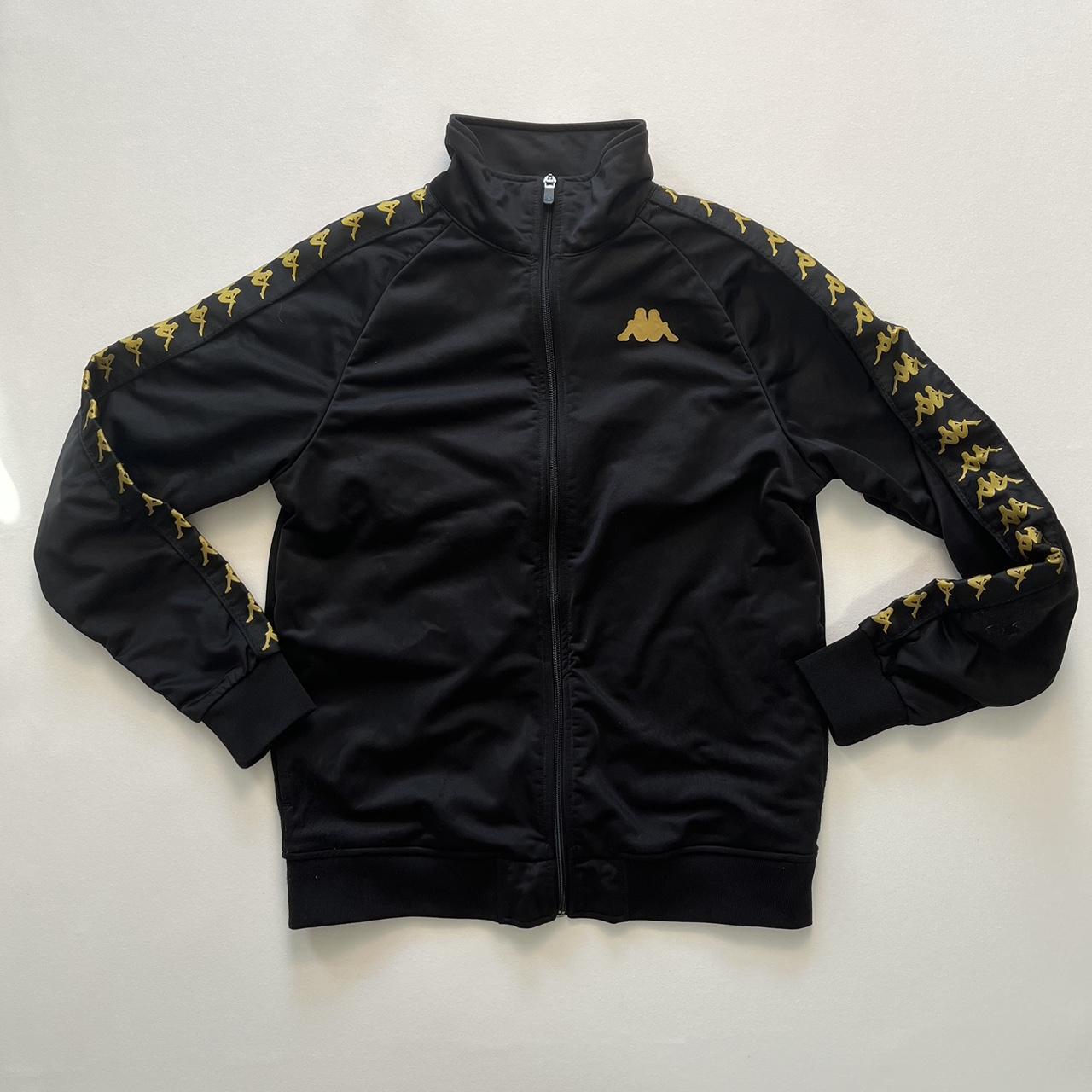 Kappa Black Track jacket, Gold details. Size: Small... - Depop