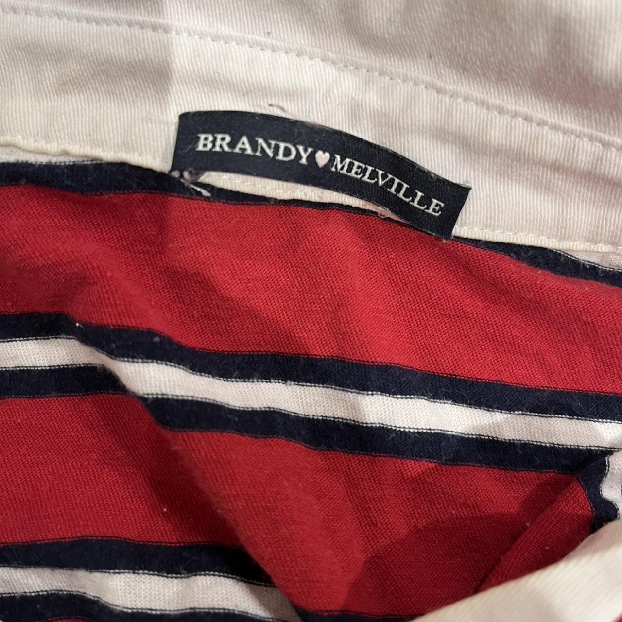 Brandy melville red and white long sleeved rugby... - Depop