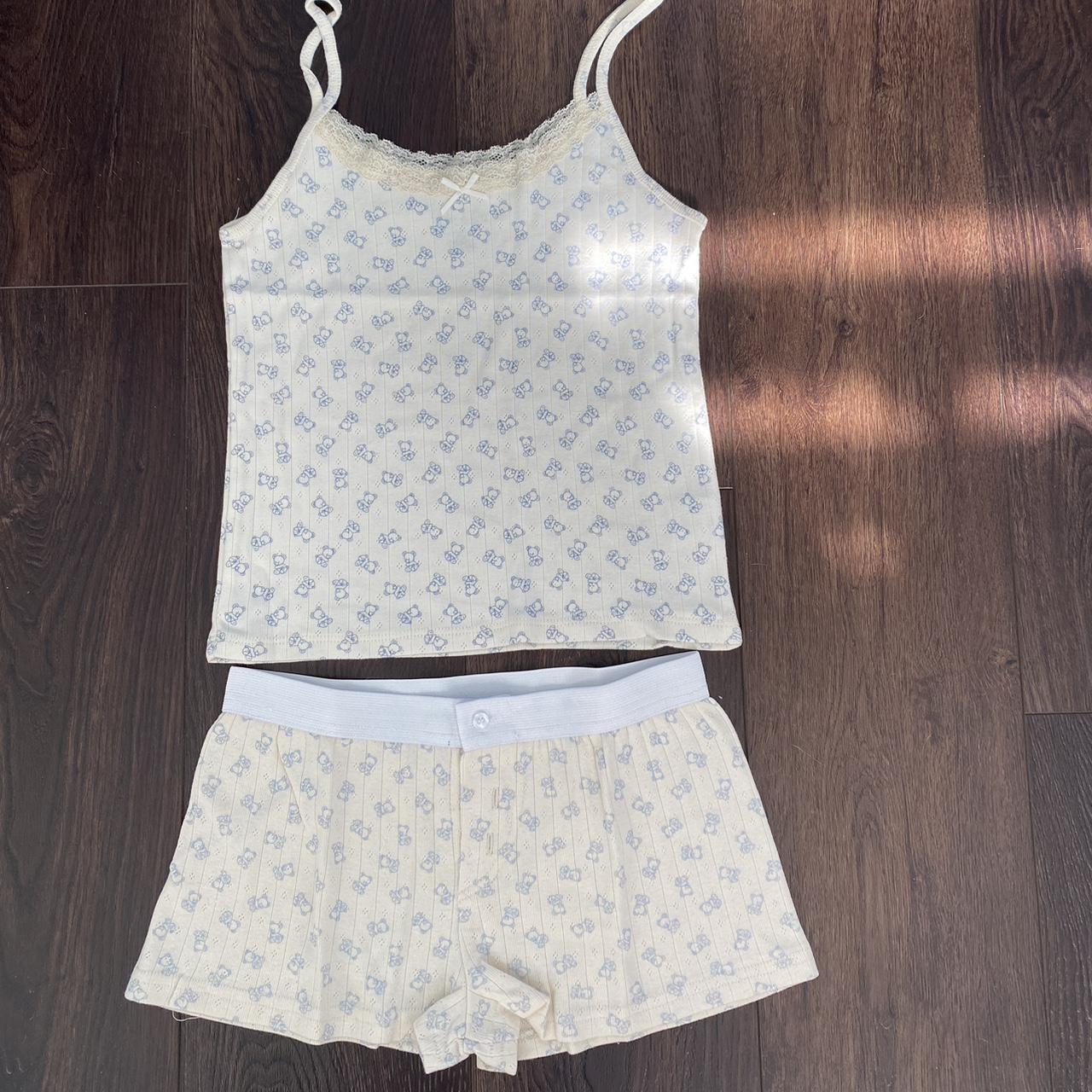Brandy Melville lace pj set with teddy bears🧸🎀🤍 One... Depop