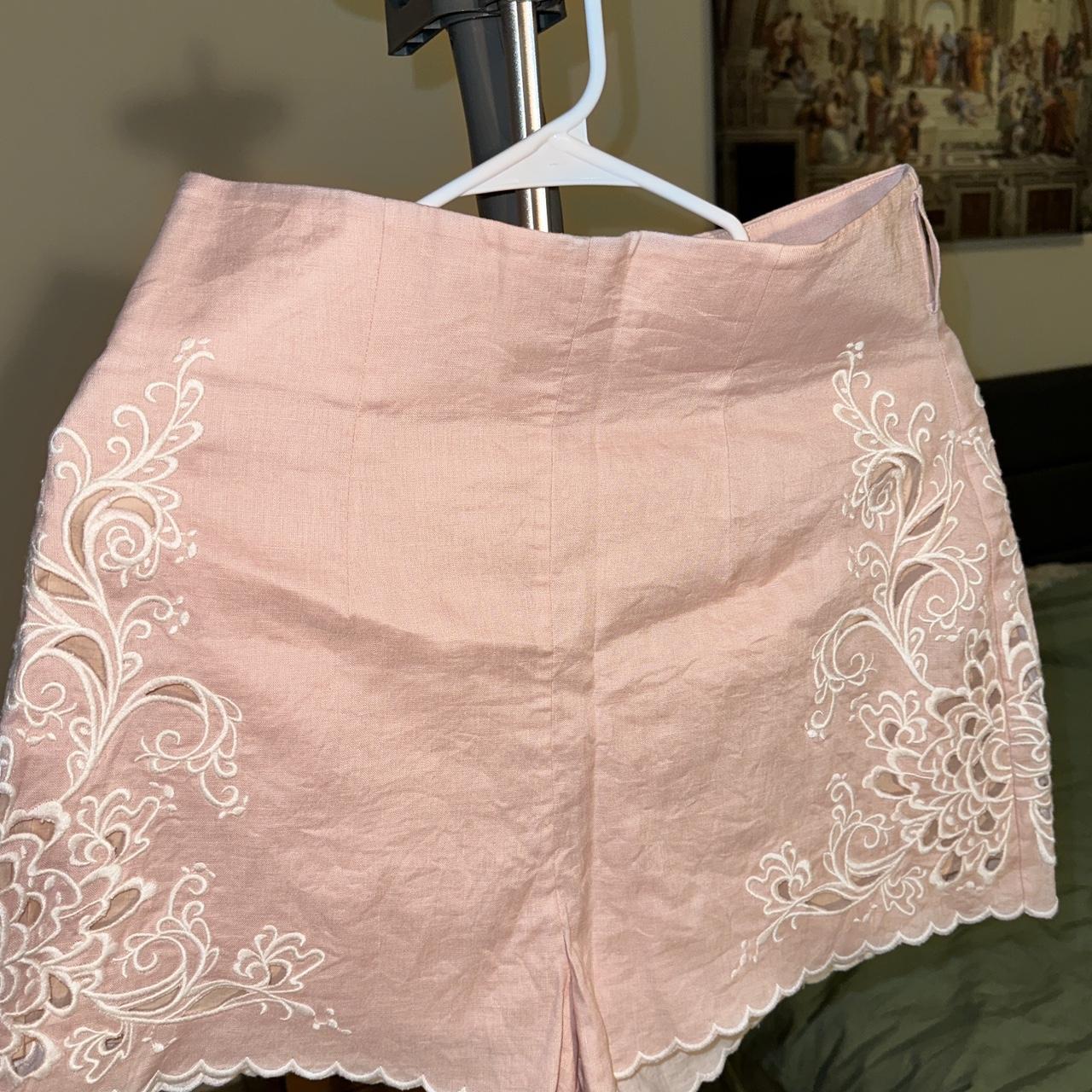 Zimmermann pink shorts AU 2, new with tag, belt got... - Depop