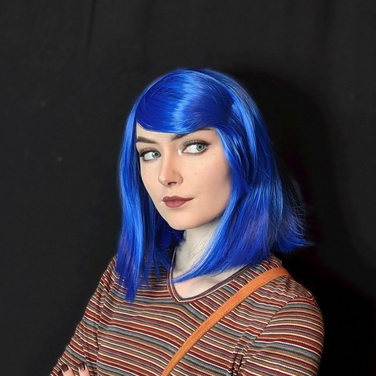 Blue Coraline Wig with Bangs - Depop