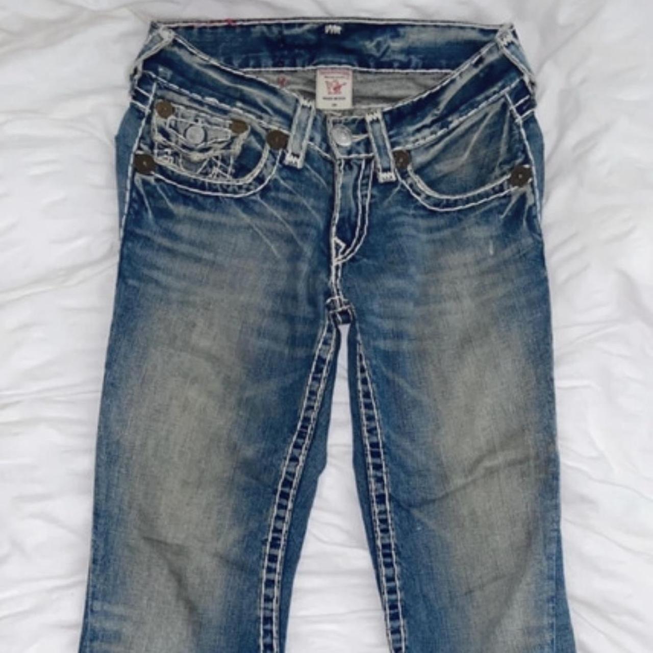 True Religion vintage white stitch jeans W29 - would... - Depop