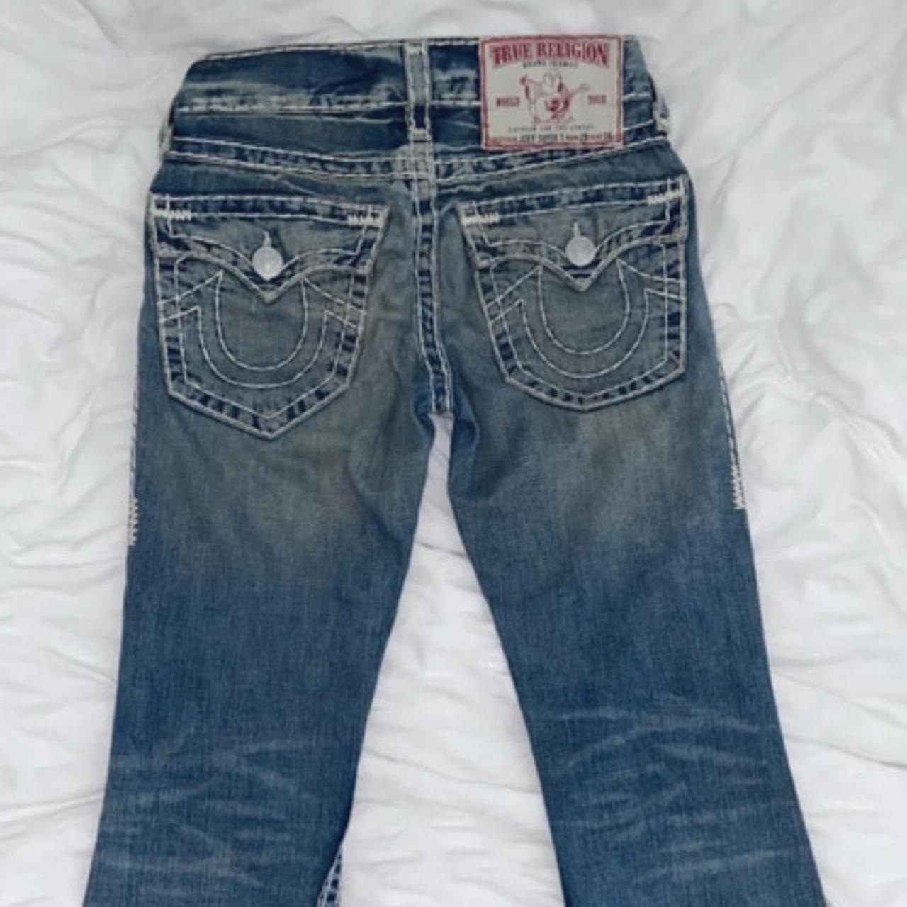 True Religion vintage white stitch jeans W29 - would... - Depop