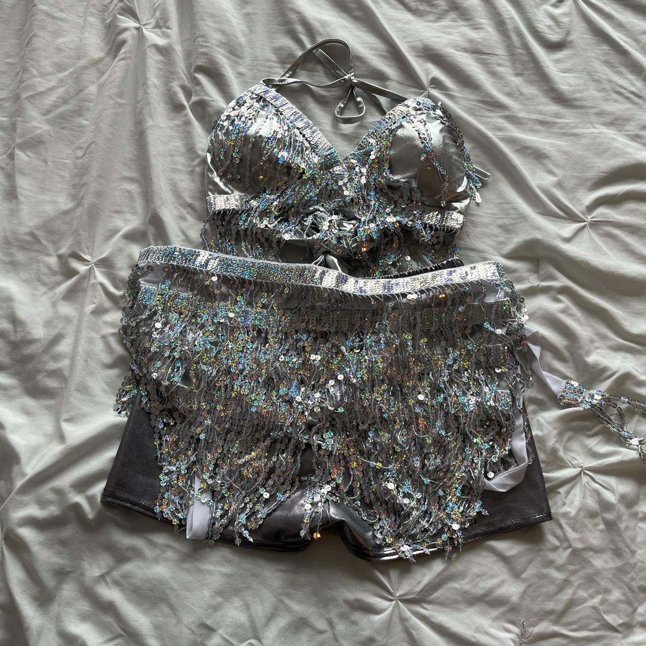3 piece Silver Rave outfit I wore this to the Eras - Depop