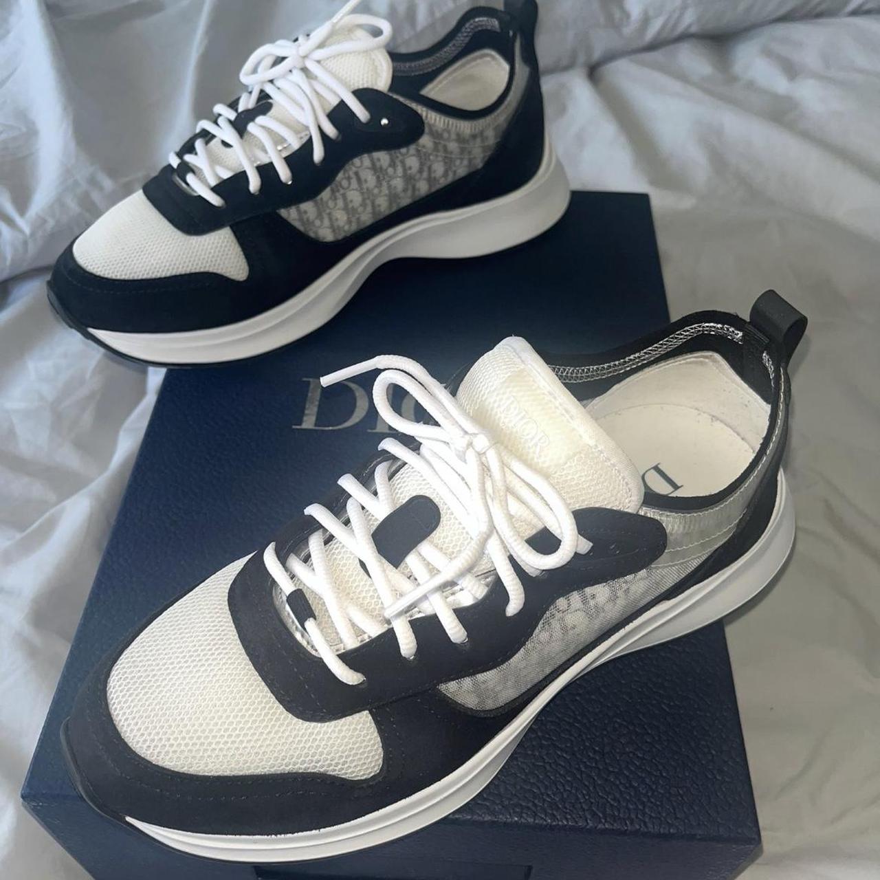 Christian Dior Men's White and Navy Trainers | Depop