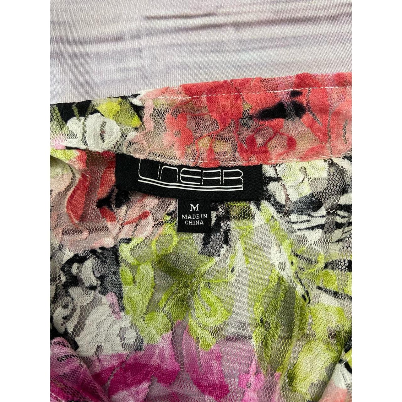 Women's Blouse - Multi - M – Linear Button Front … - image 2