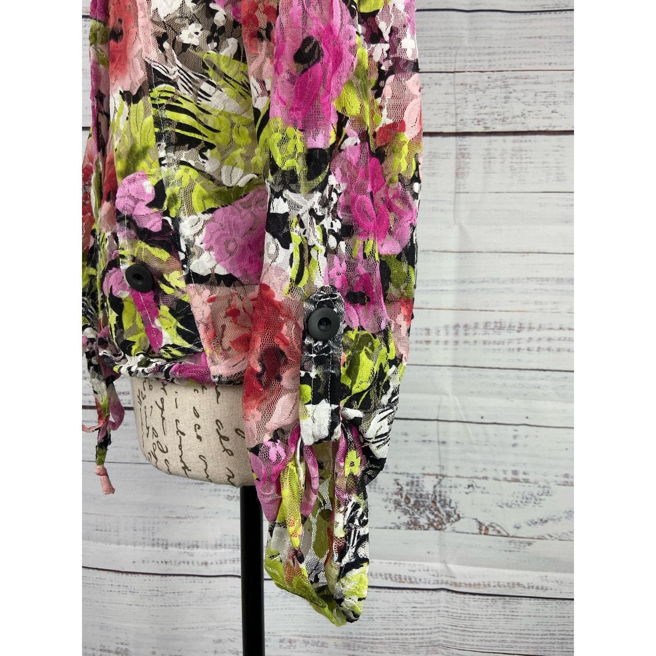 Women's Blouse - Multi - M – Linear Button Front … - image 6