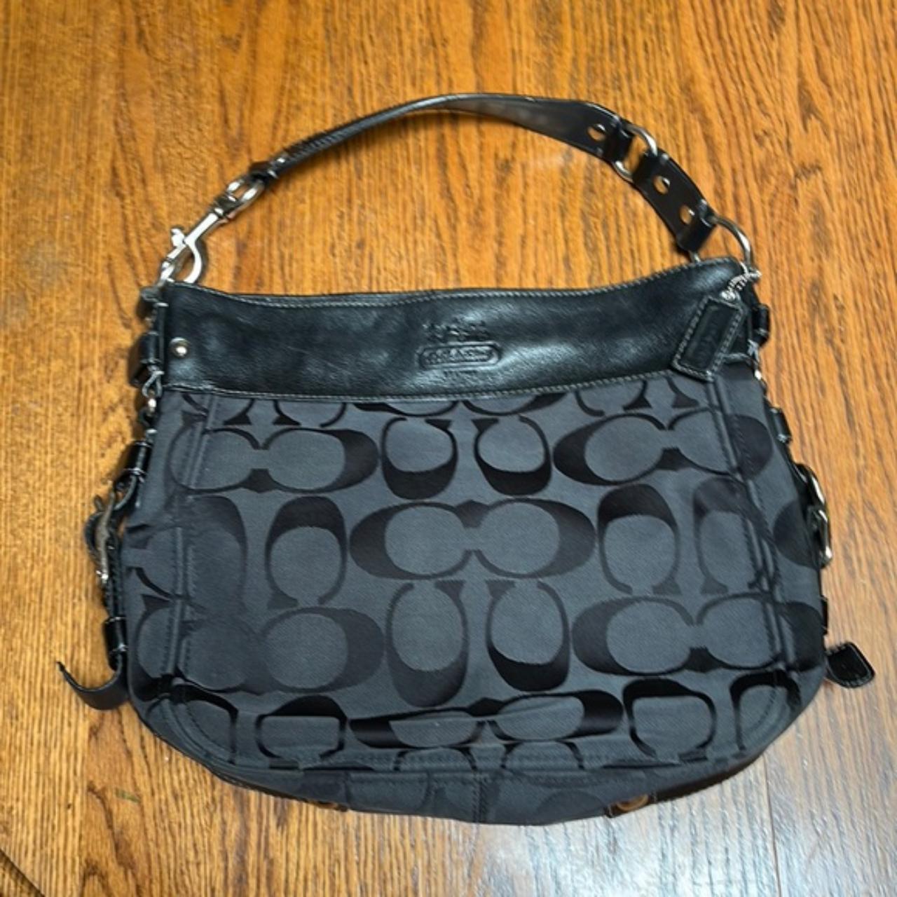 COACH Signature Zoe Black Hobo Shoulder Bag... - Depop