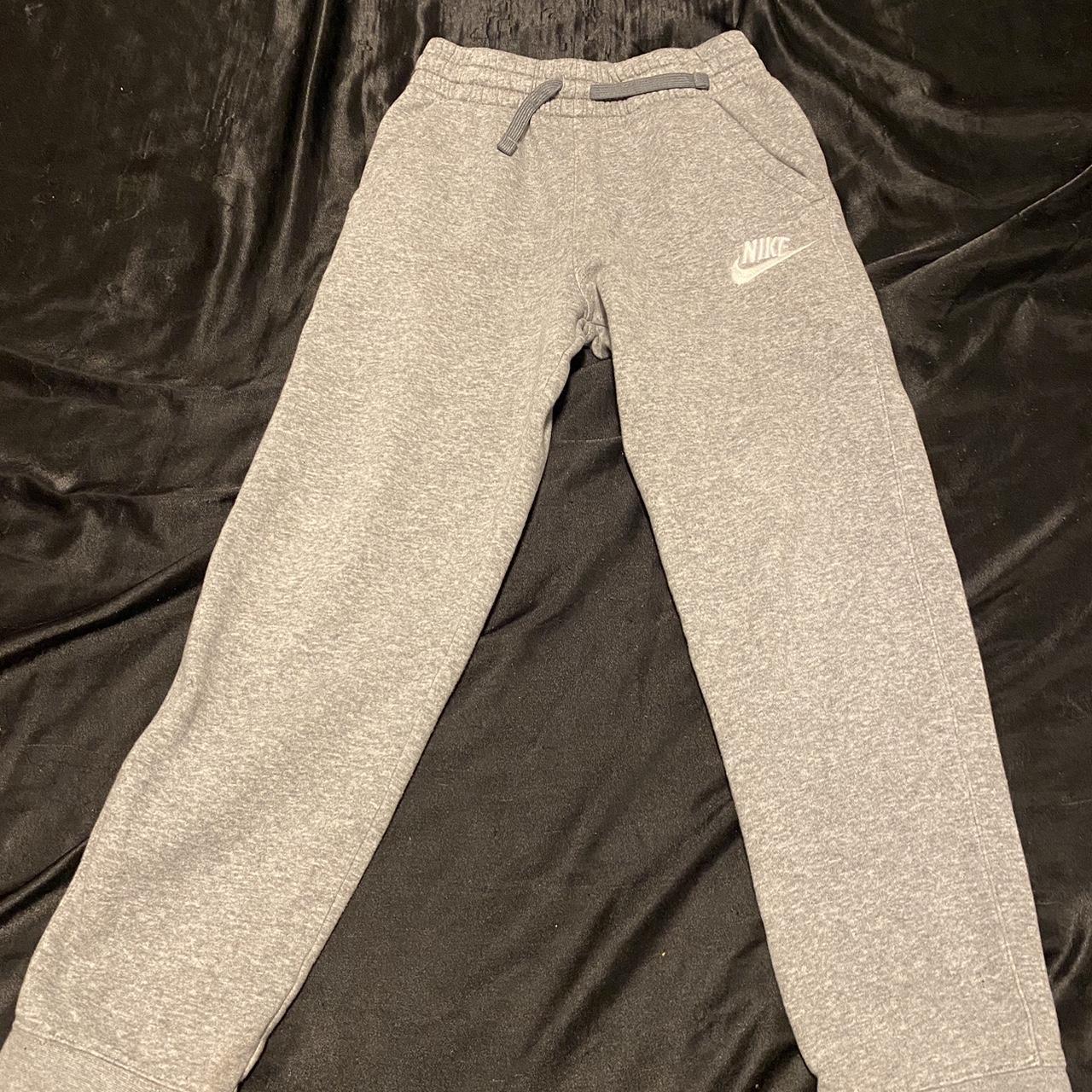 Nike grey sweatpants (barely worn) -youth size... - Depop