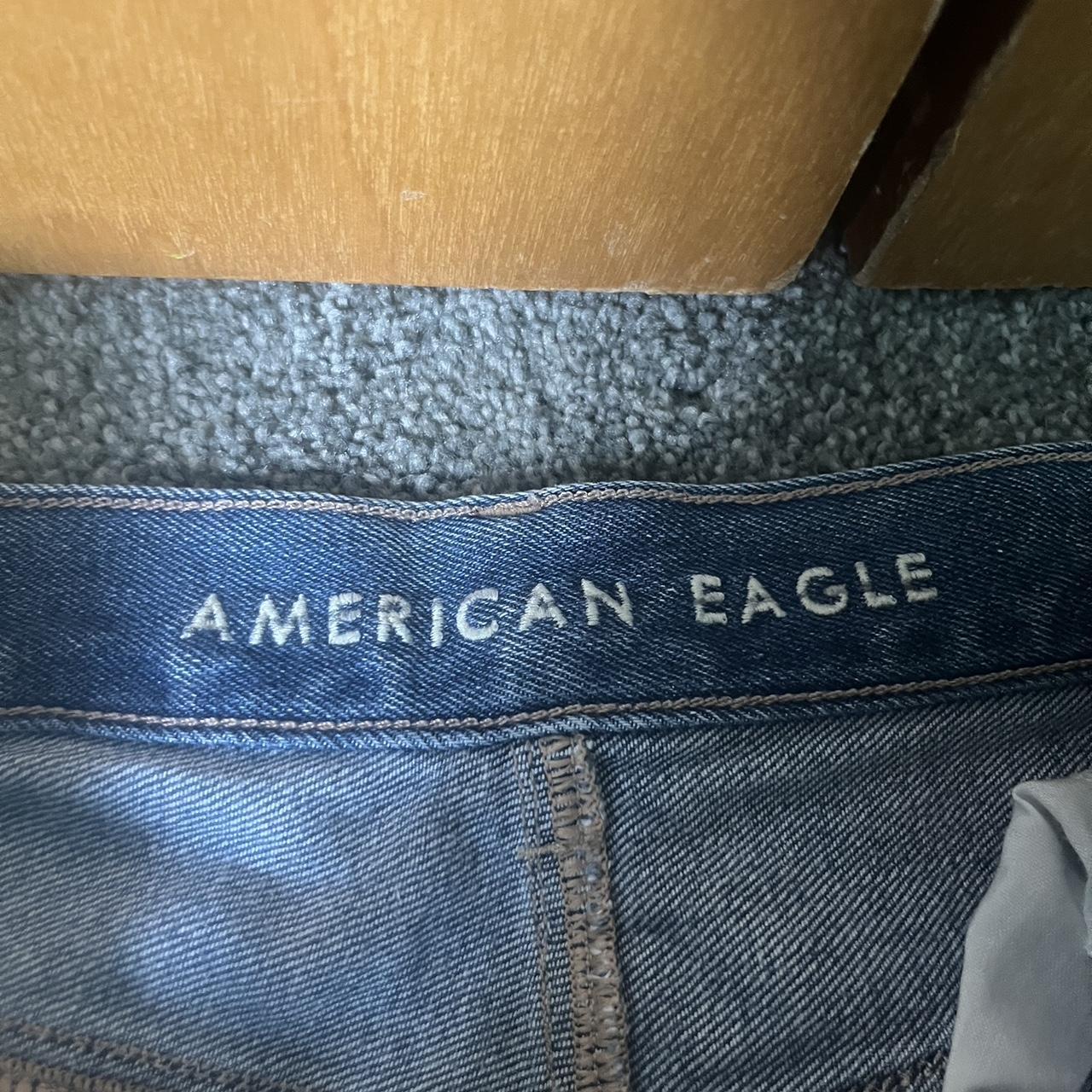 american eagle dark wide leg jeans preloved but in... - Depop