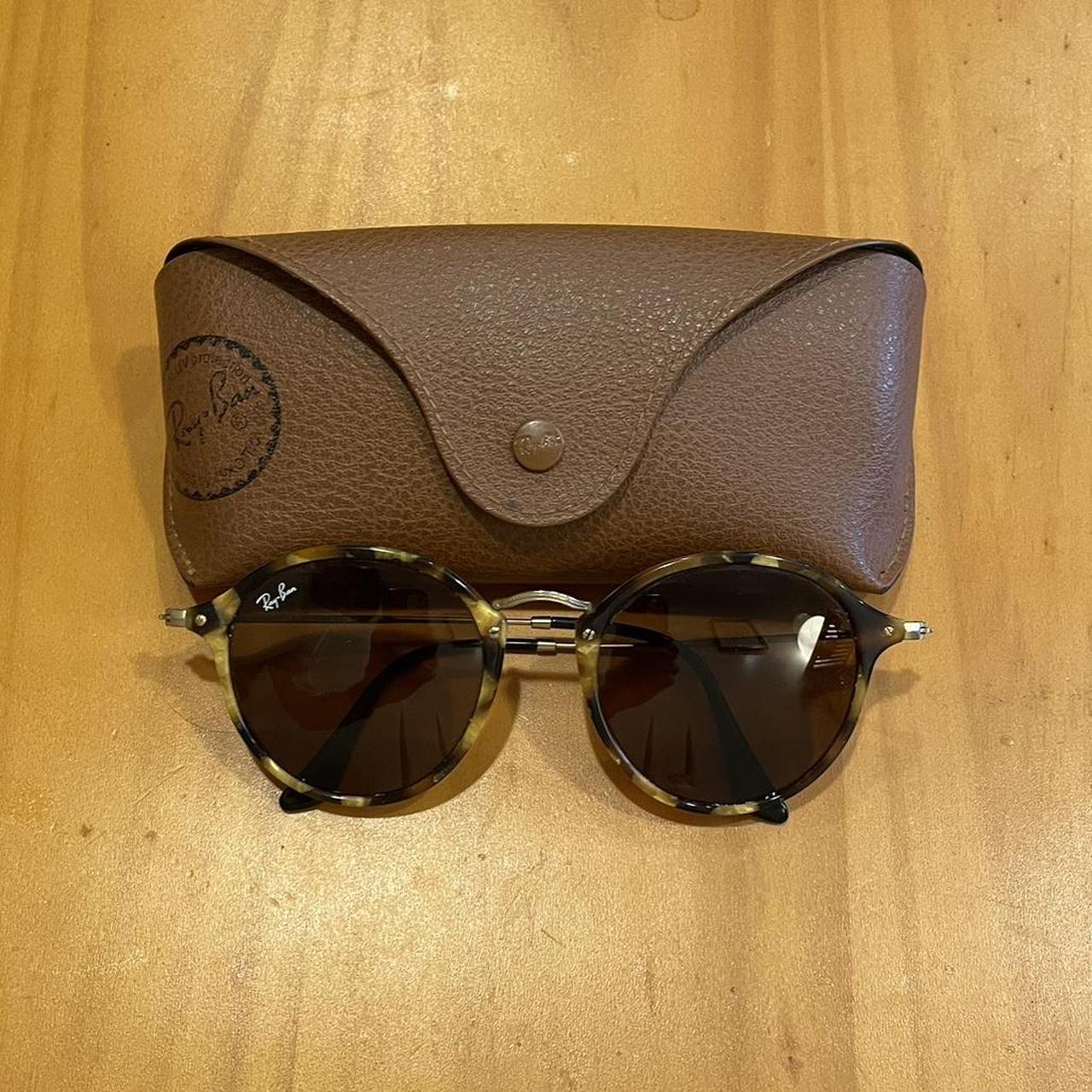 Ray Ban Round Fleck Sunglasses with original case.... - Depop