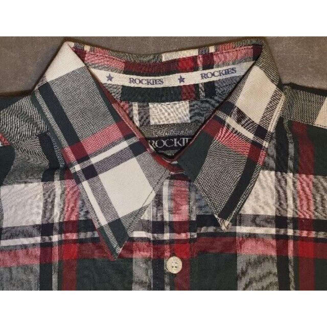 Rockies Women Shirt Medium Blue Burgundy Plaid - Depop