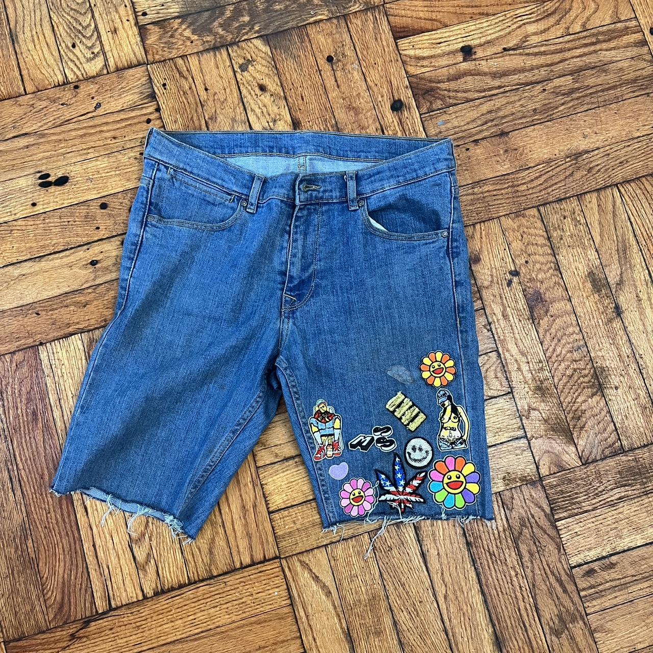 Custom patched jorts don’t care abt these tbh - Depop