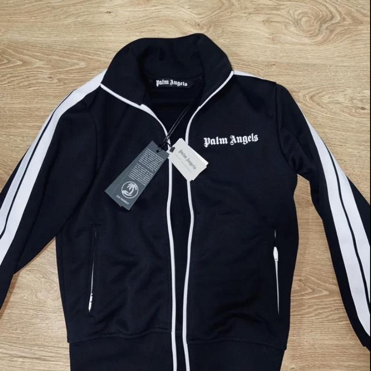 Palm angels track jacket Black xs Brand new with... - Depop