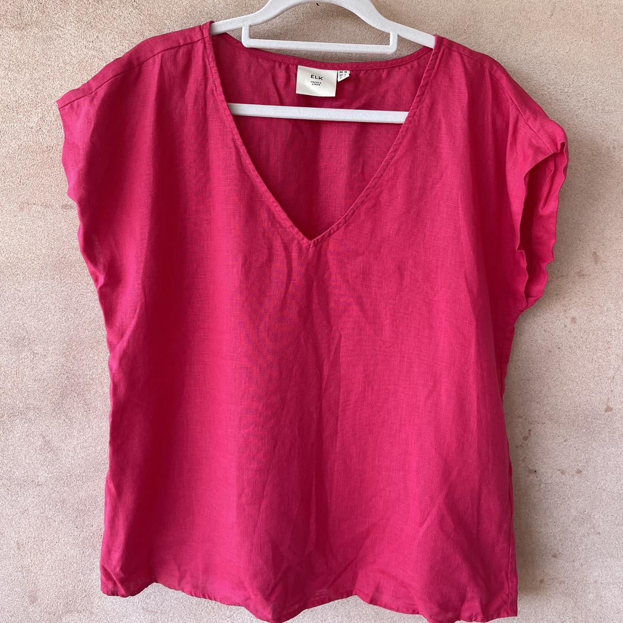 Elk linen top bright pink - Depop