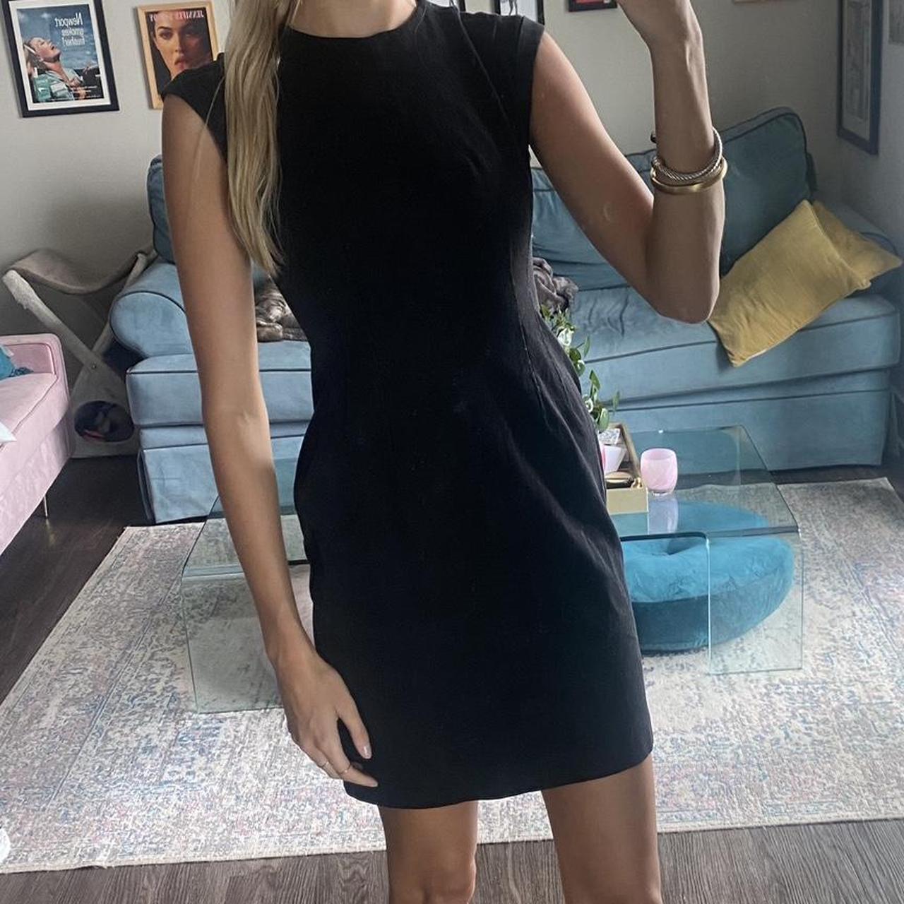 Denim Mini Dress Cap Sleeve Stretch Denim... Depop