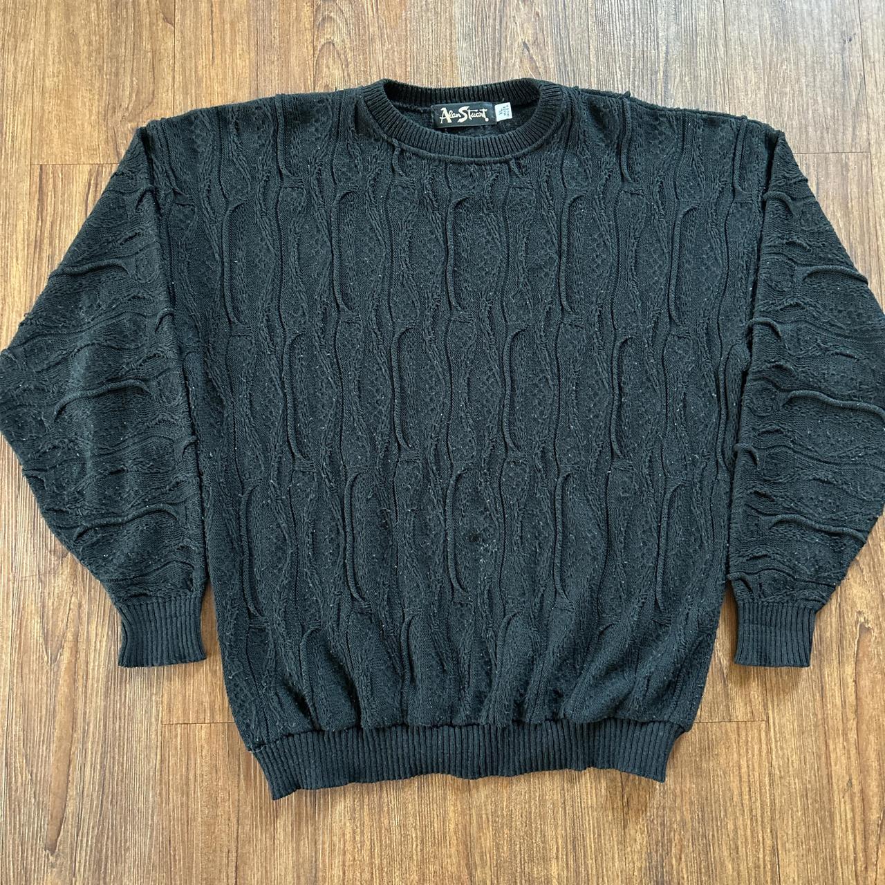 Vintage all black 3d knit coogi style sweater. Depop