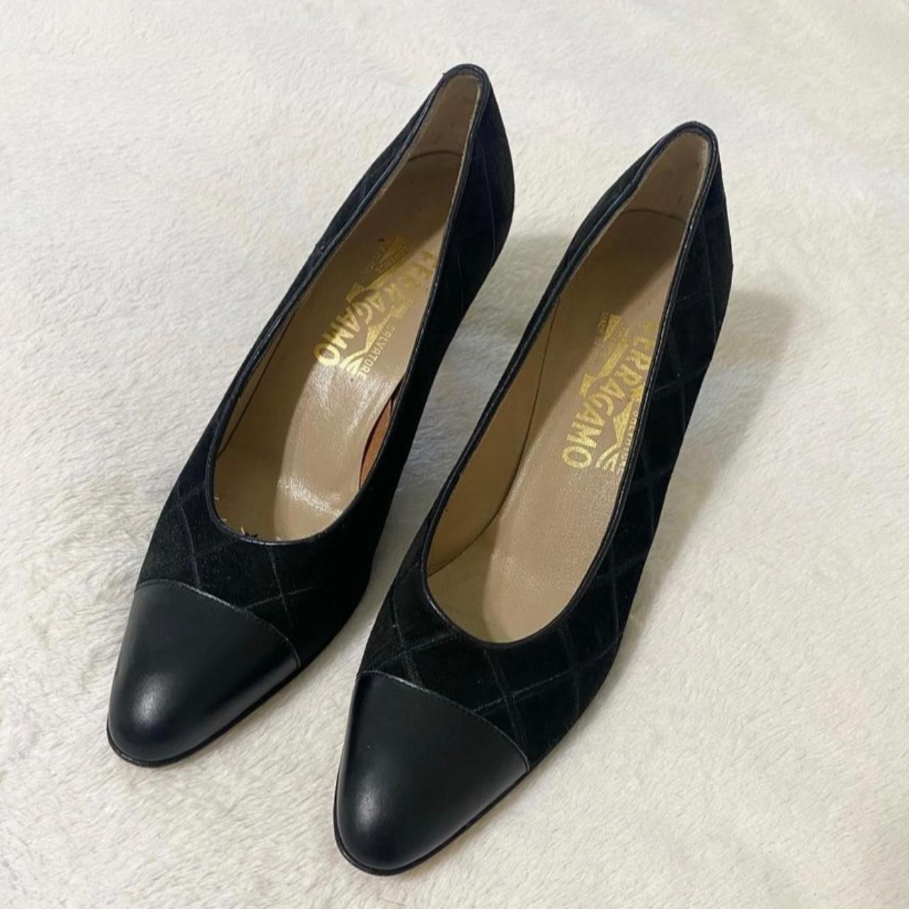 Vintage Ferragamo black kitten heels. In great... - Depop