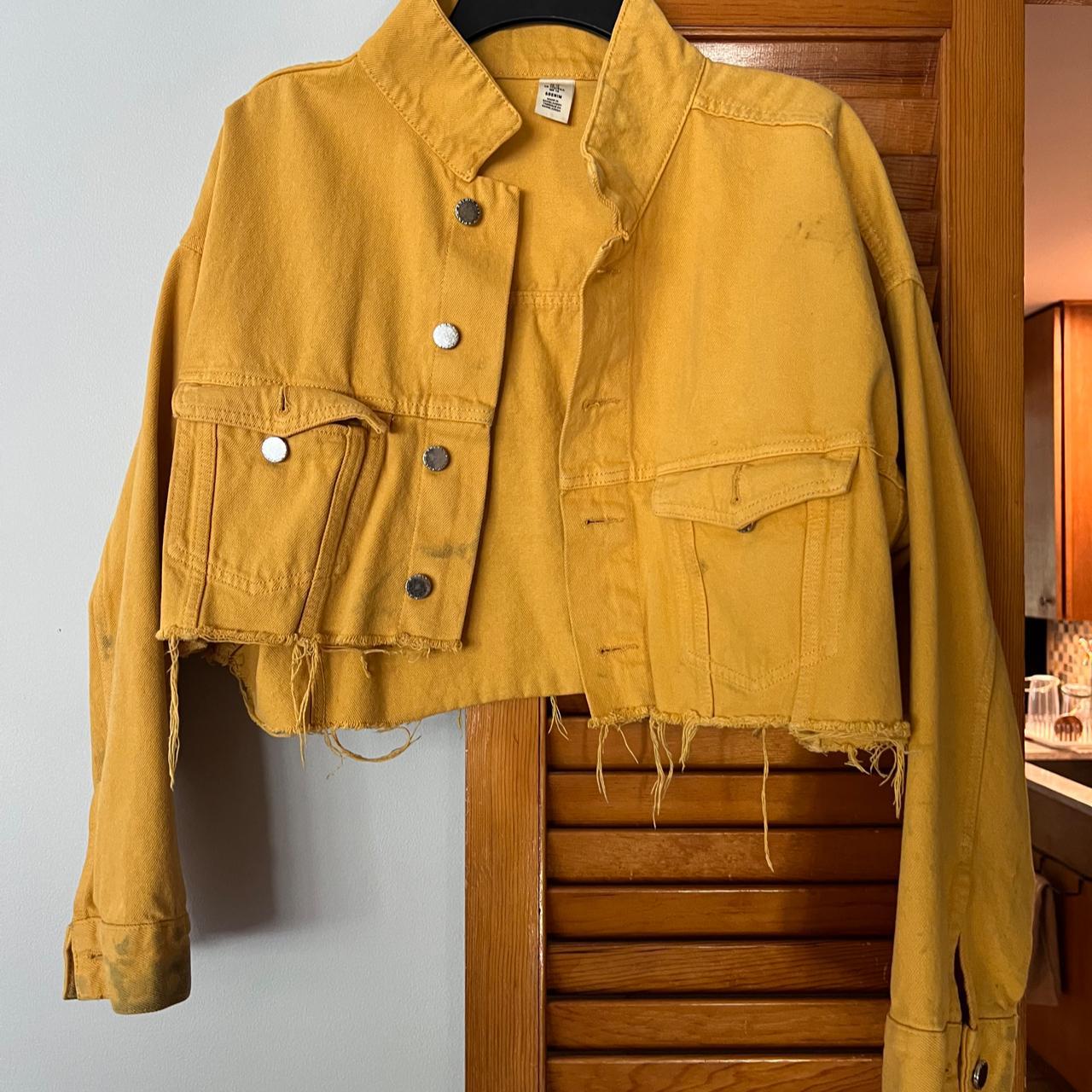 cropped , yellow jean jacket bought at a vintage