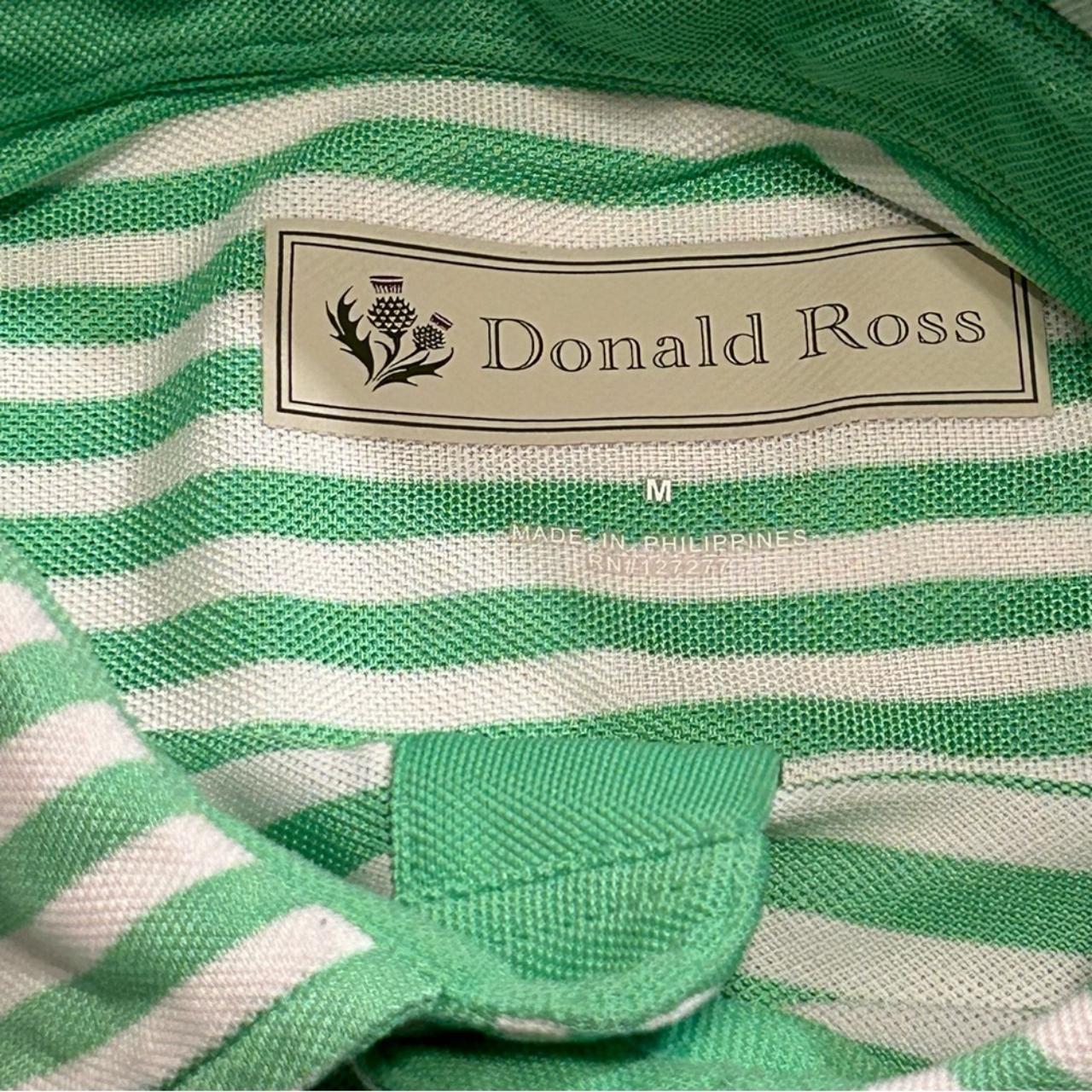 Green and White striped polo shirt by Donald Ross... - Depop