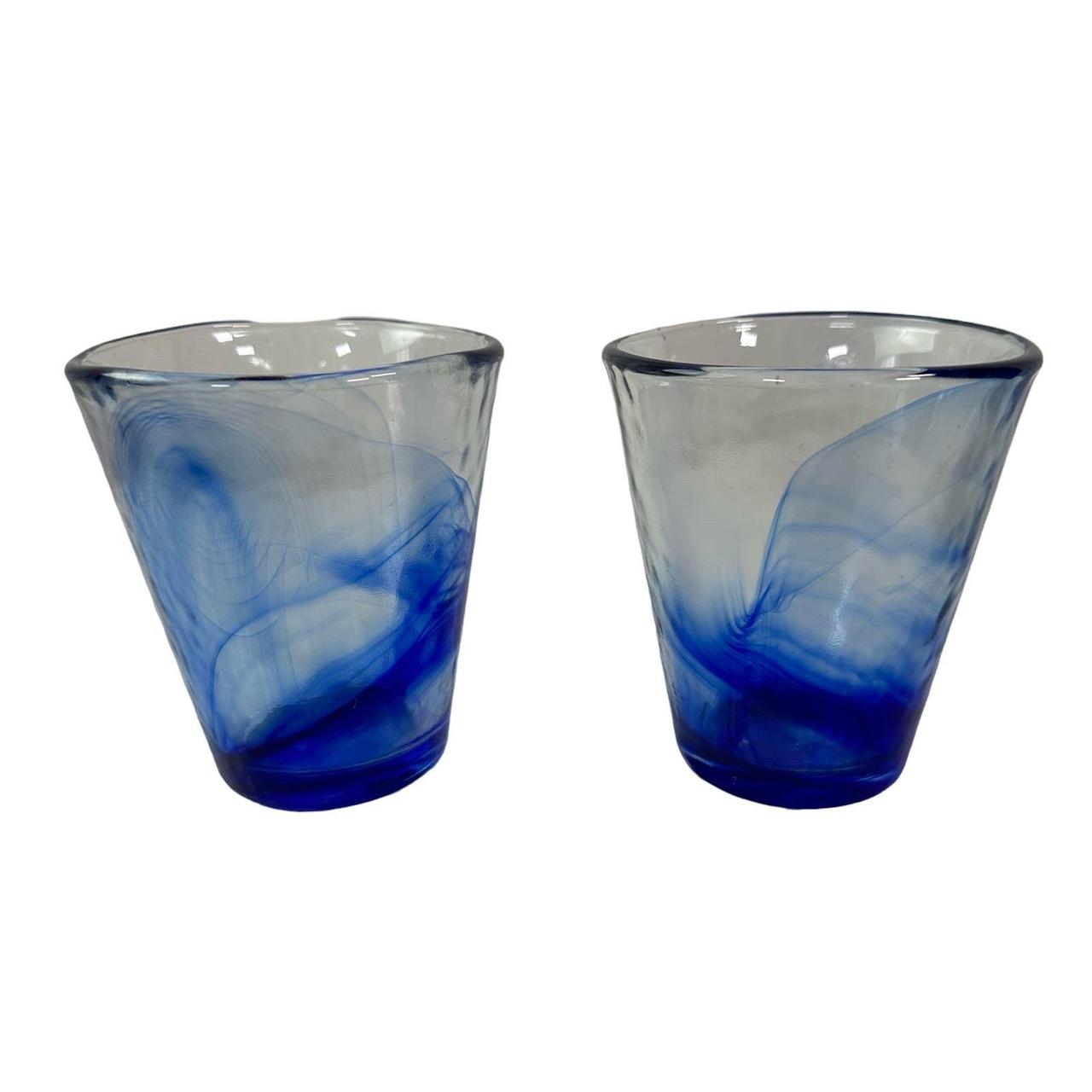 Bormioli Rocco Set of 2 Thick Glass Blue Swirl - Depop