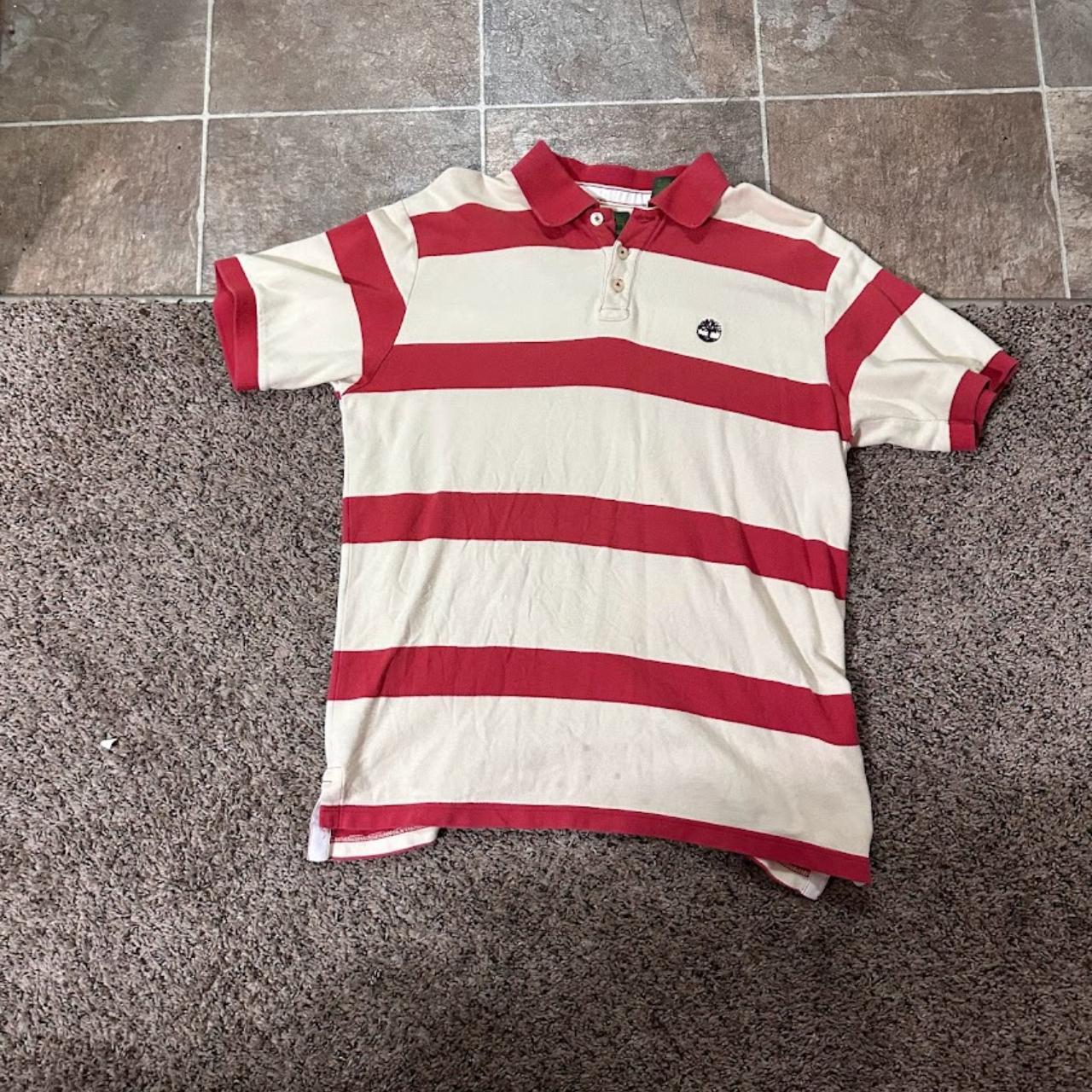 Timberland red & white polo Size: M - Depop