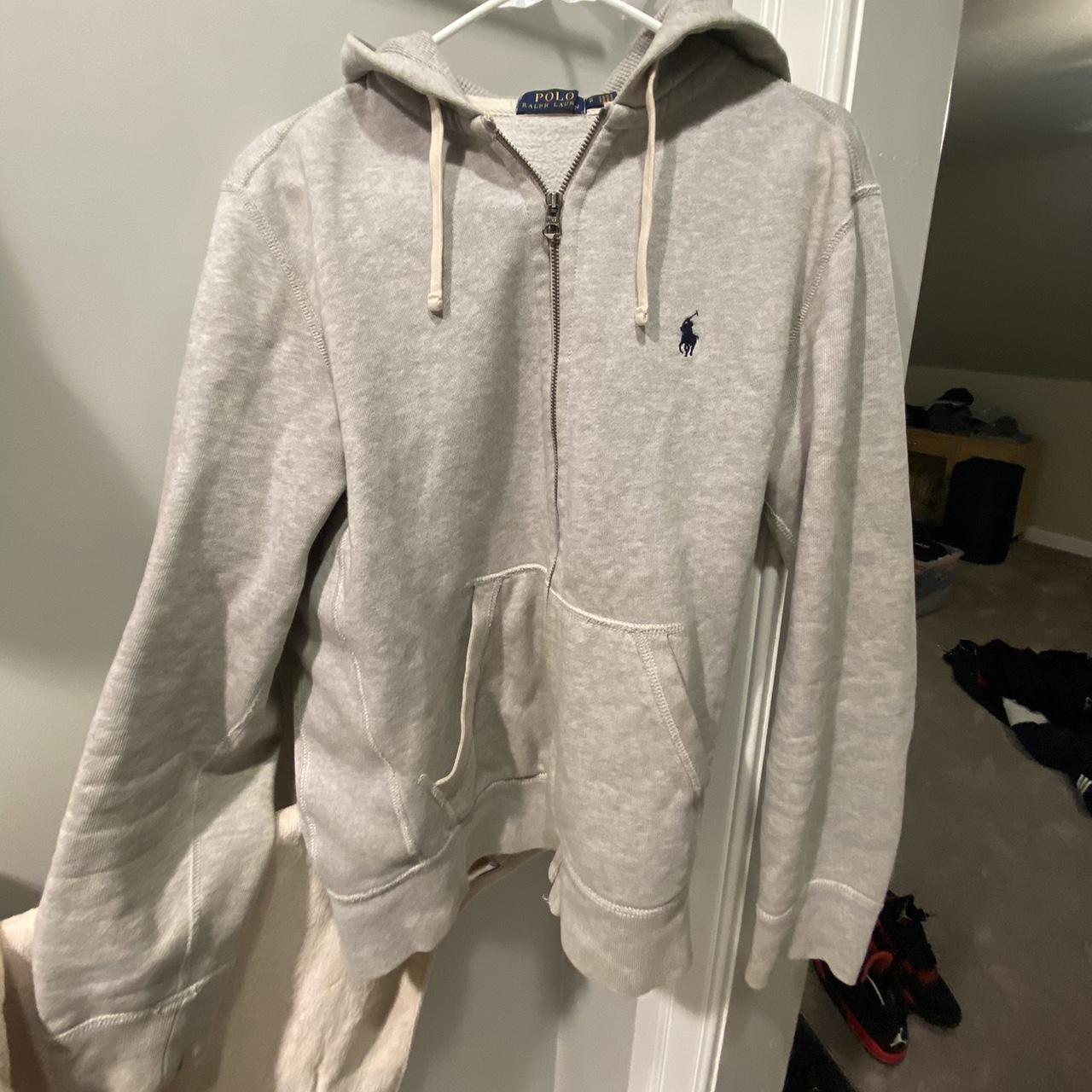 grey polo zip up - Depop