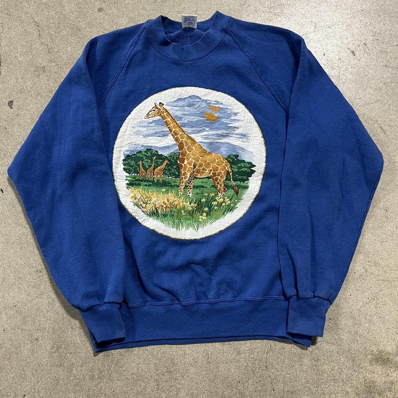 Nature giraffe crewneck Jerzees tag Size... | Depop