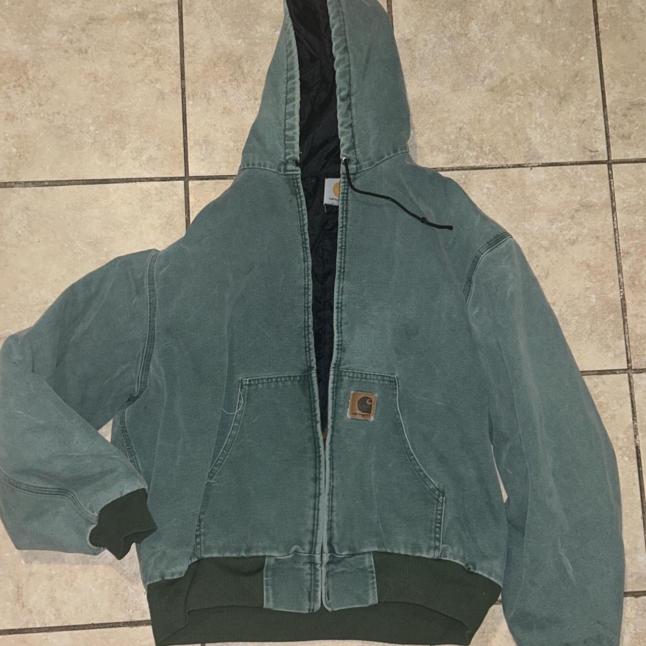 CARHARTT men’s mint green jacket (flaws ,zipper... Depop