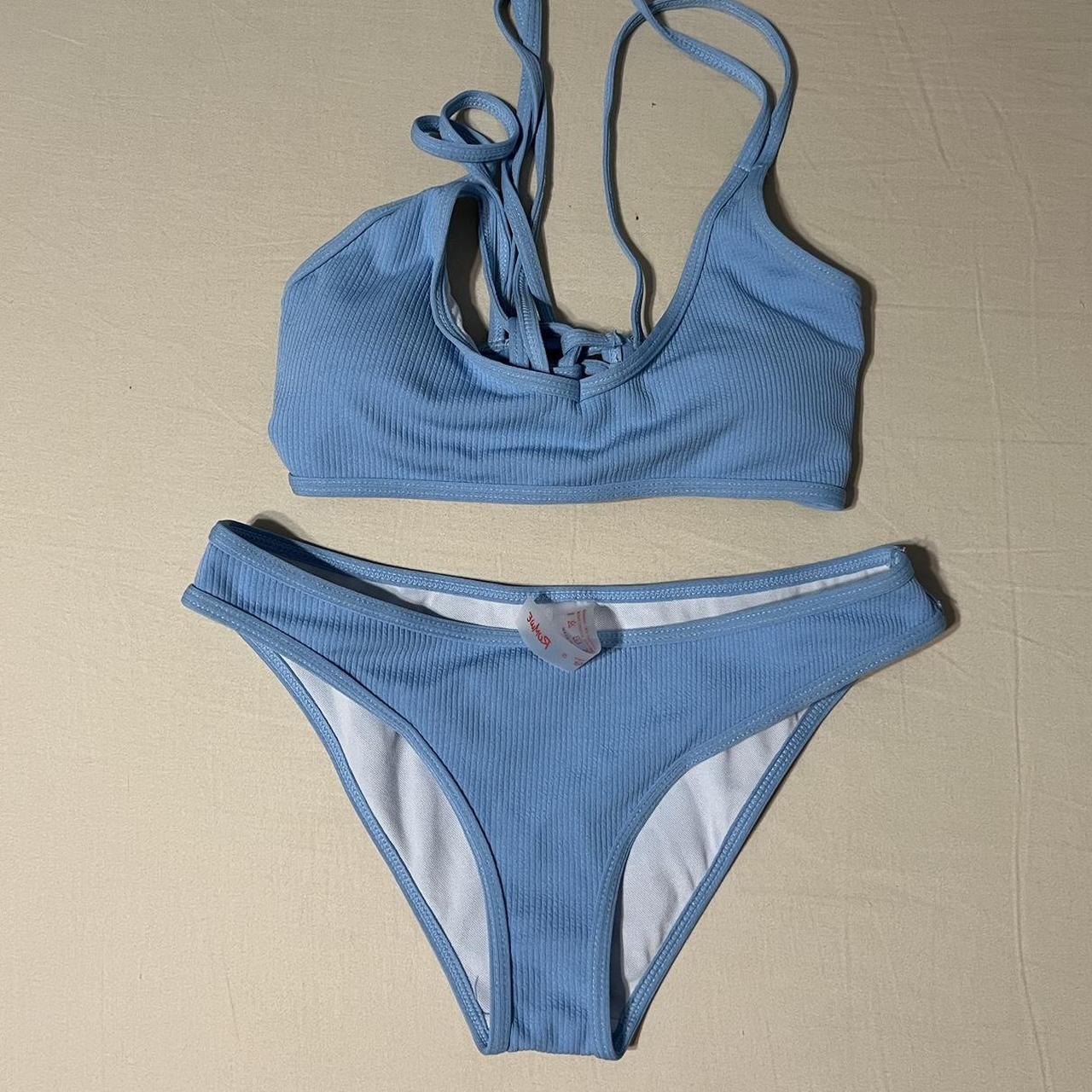 ROMWE 2 Piece Swim Suit! Blue Size: W Small Great... - Depop