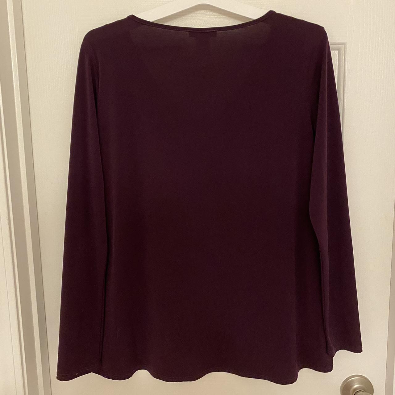 dark purple long sleeve blouse! in excellent... - Depop