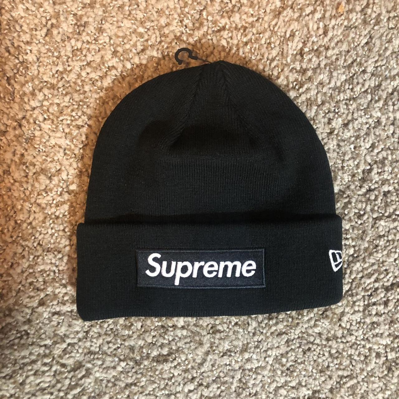 Black supreme beanie hat Depop