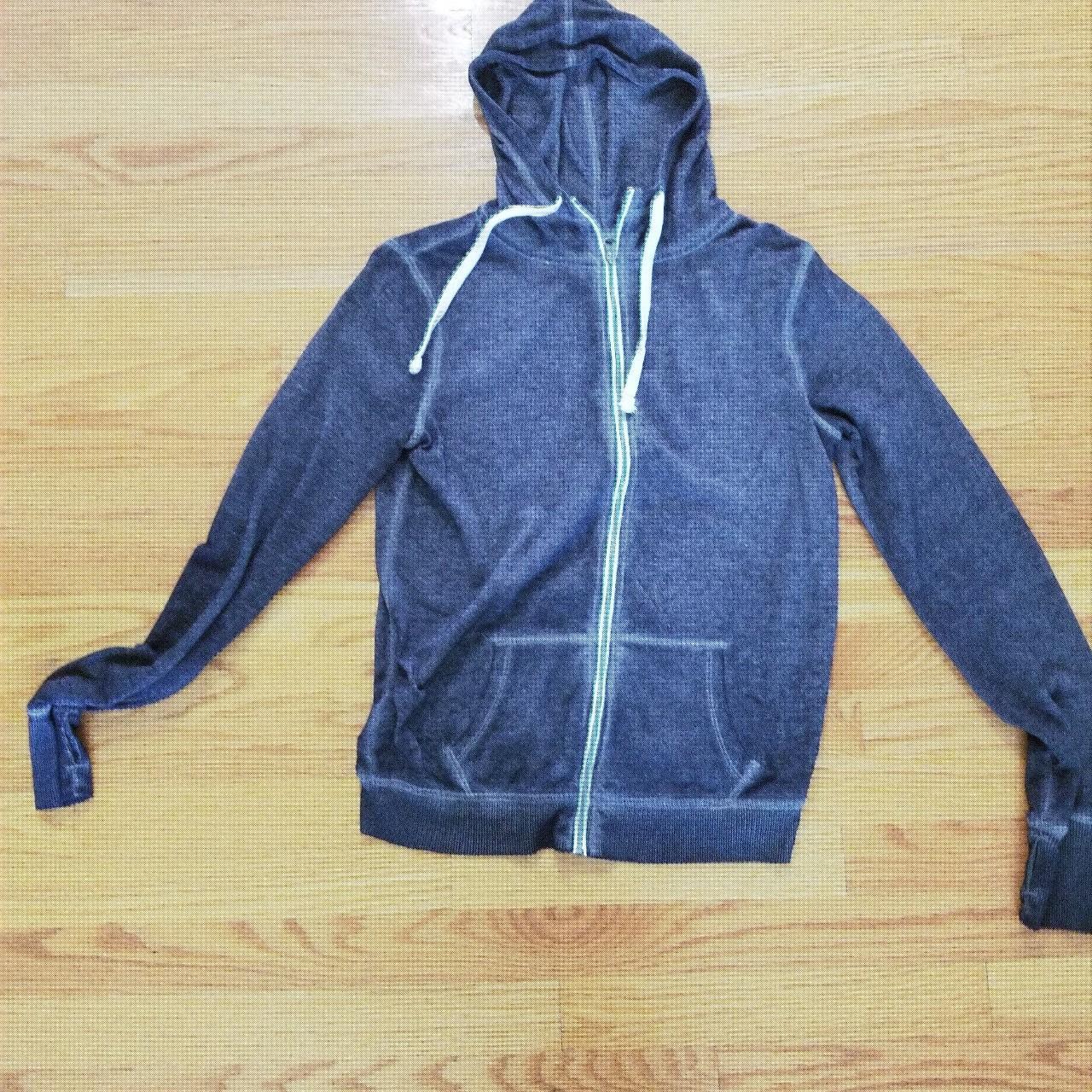 Women's junior medium gray zipper thin hooded... - Depop