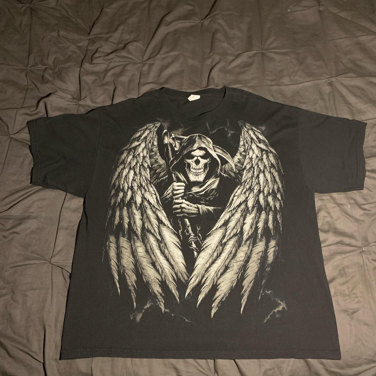 Vintage Y2K Grim Reaper Shirt - Size 2XL - true to... - Depop