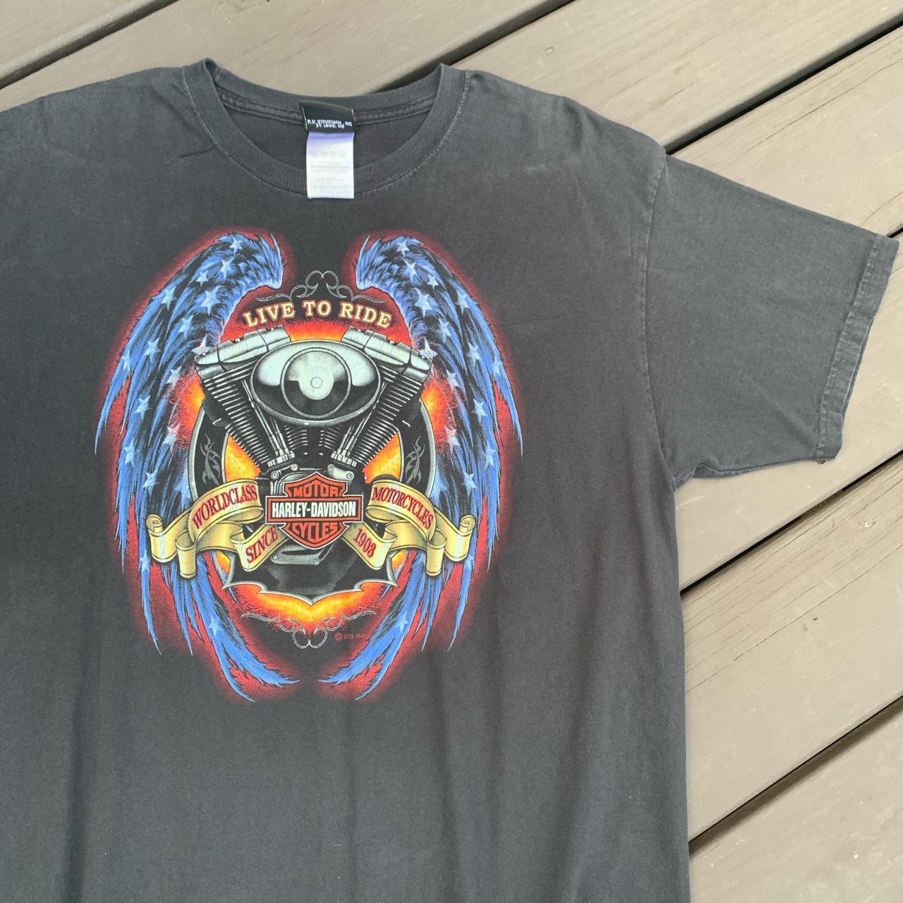 Harley Davidson Live to Ride Faded black graphic... - Depop