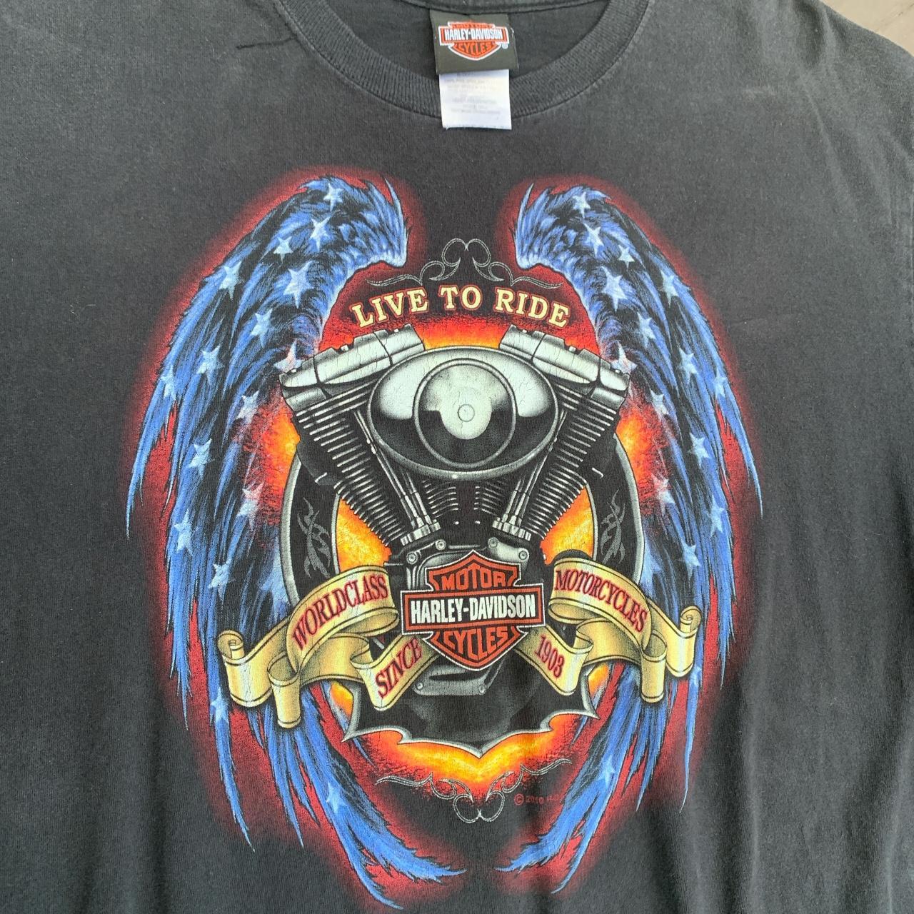 Harley Davidson Live to Ride Faded black graphic... - Depop