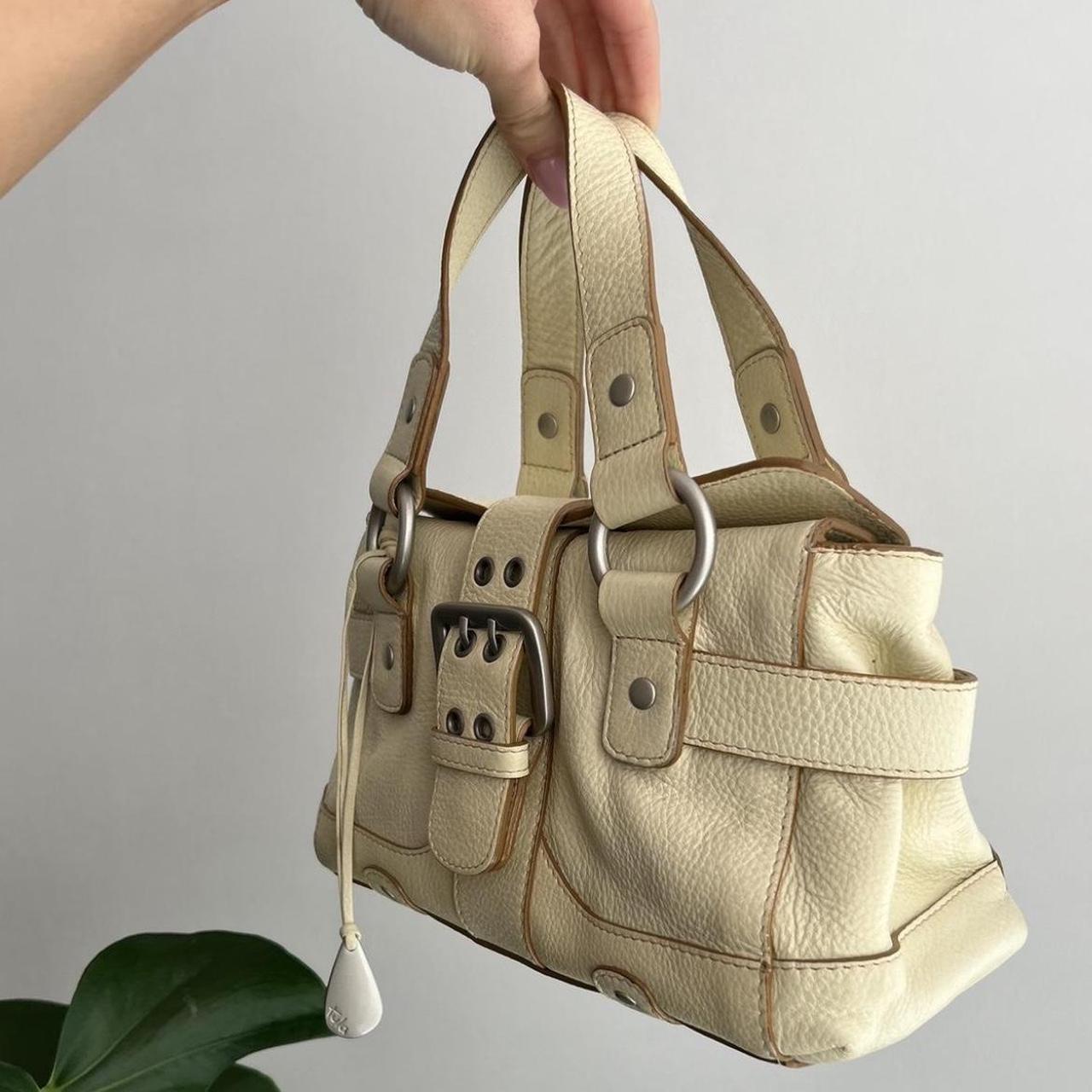 Cream real leather shoulder bag handbag accessories... - Depop