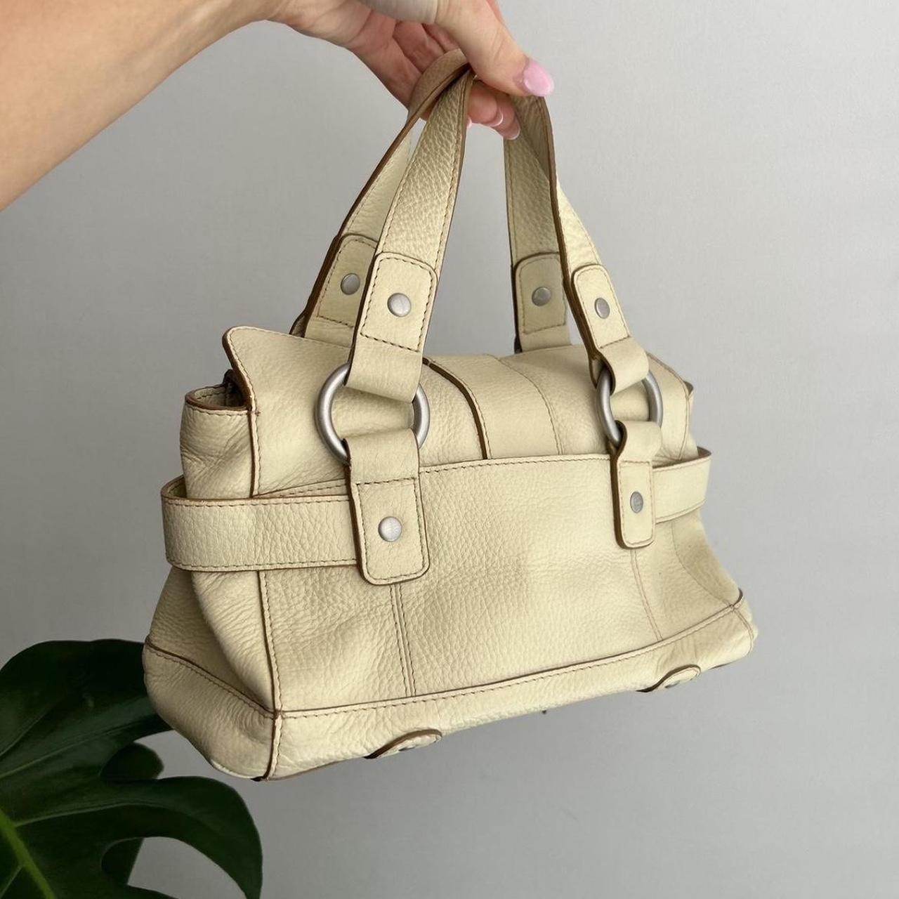 Cream real leather shoulder bag handbag accessories... - Depop