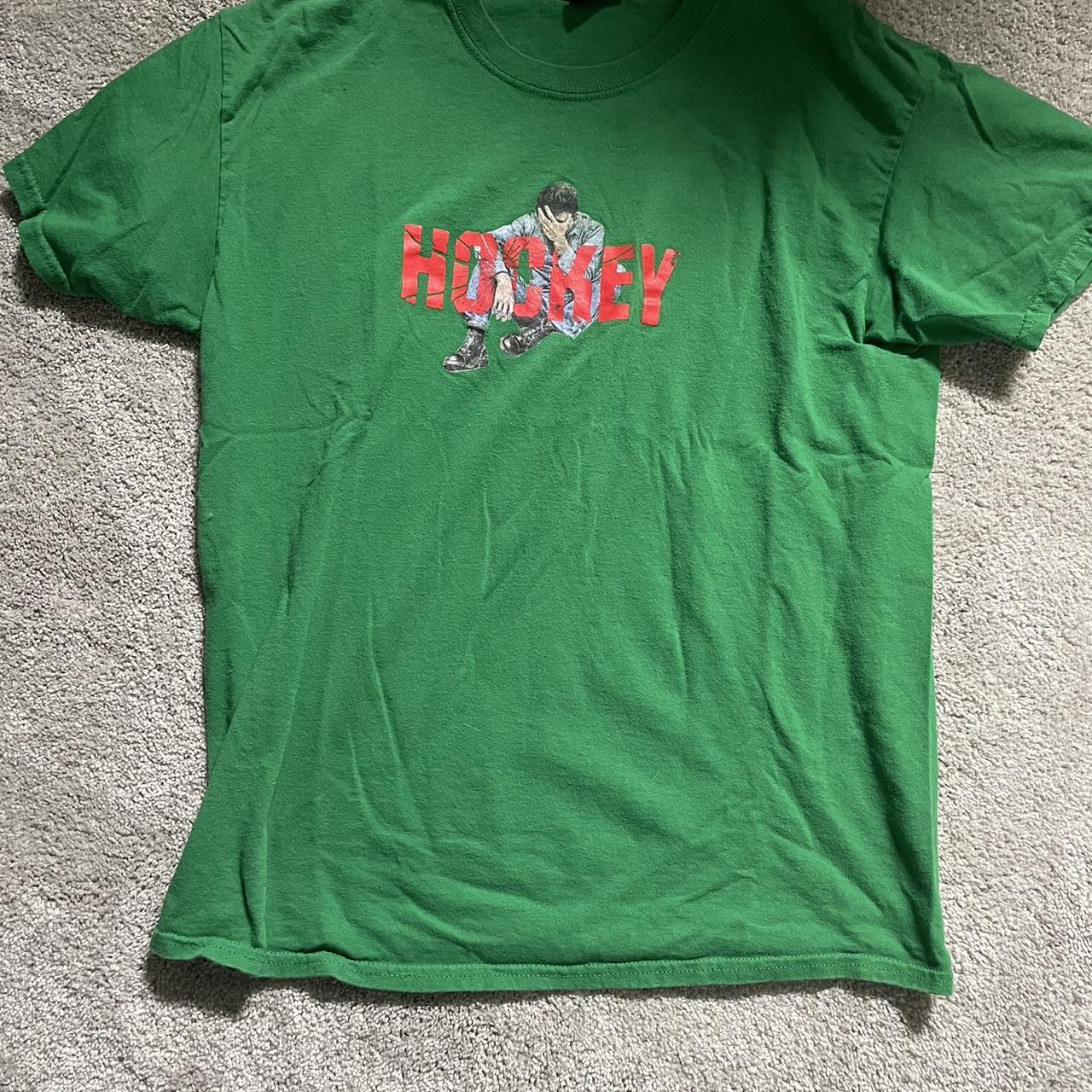 green hockey shirt (eyes without a face) - Depop